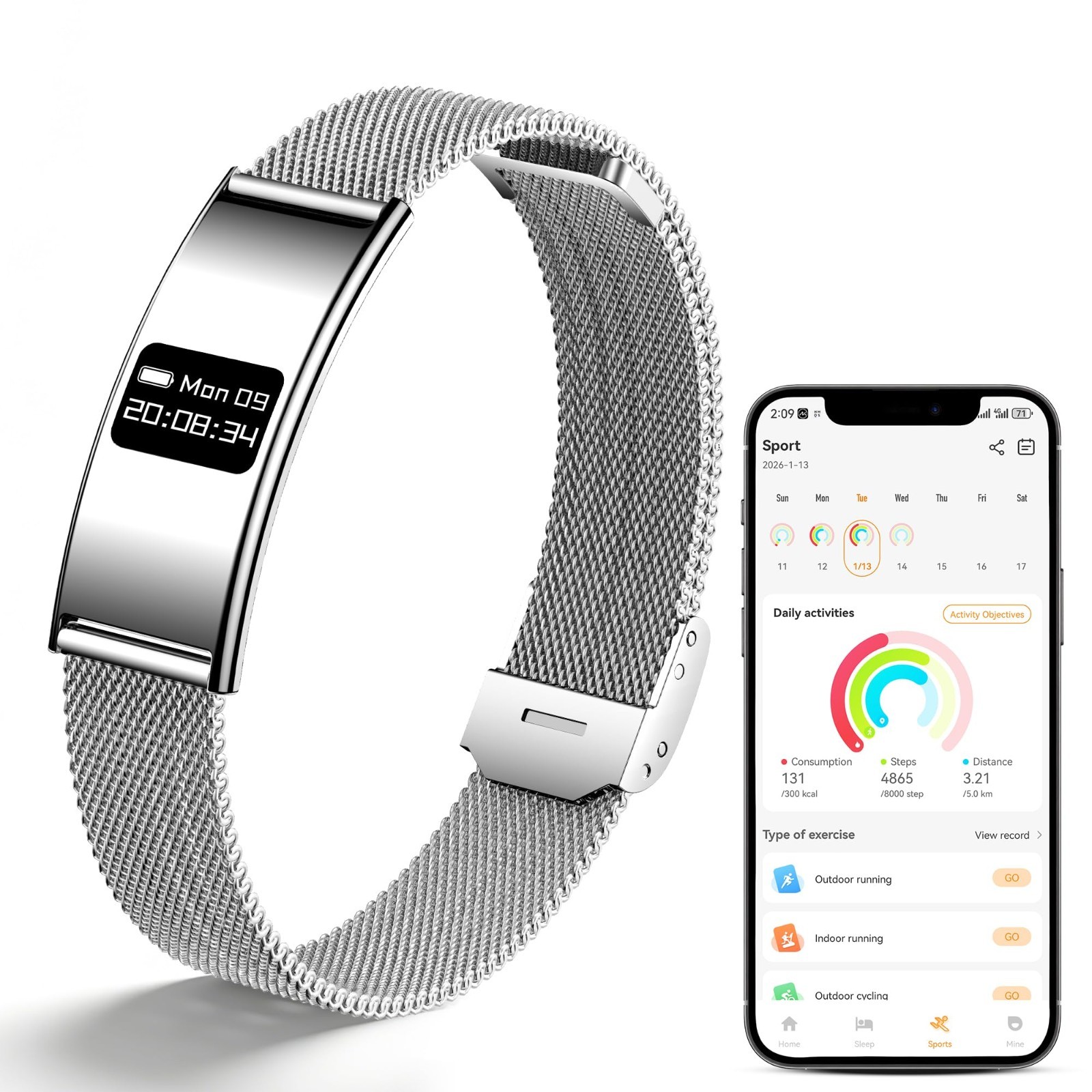 Fitness Tracker Smart Bracelet Heart Rate Sleep Monitor Waterproof Watch