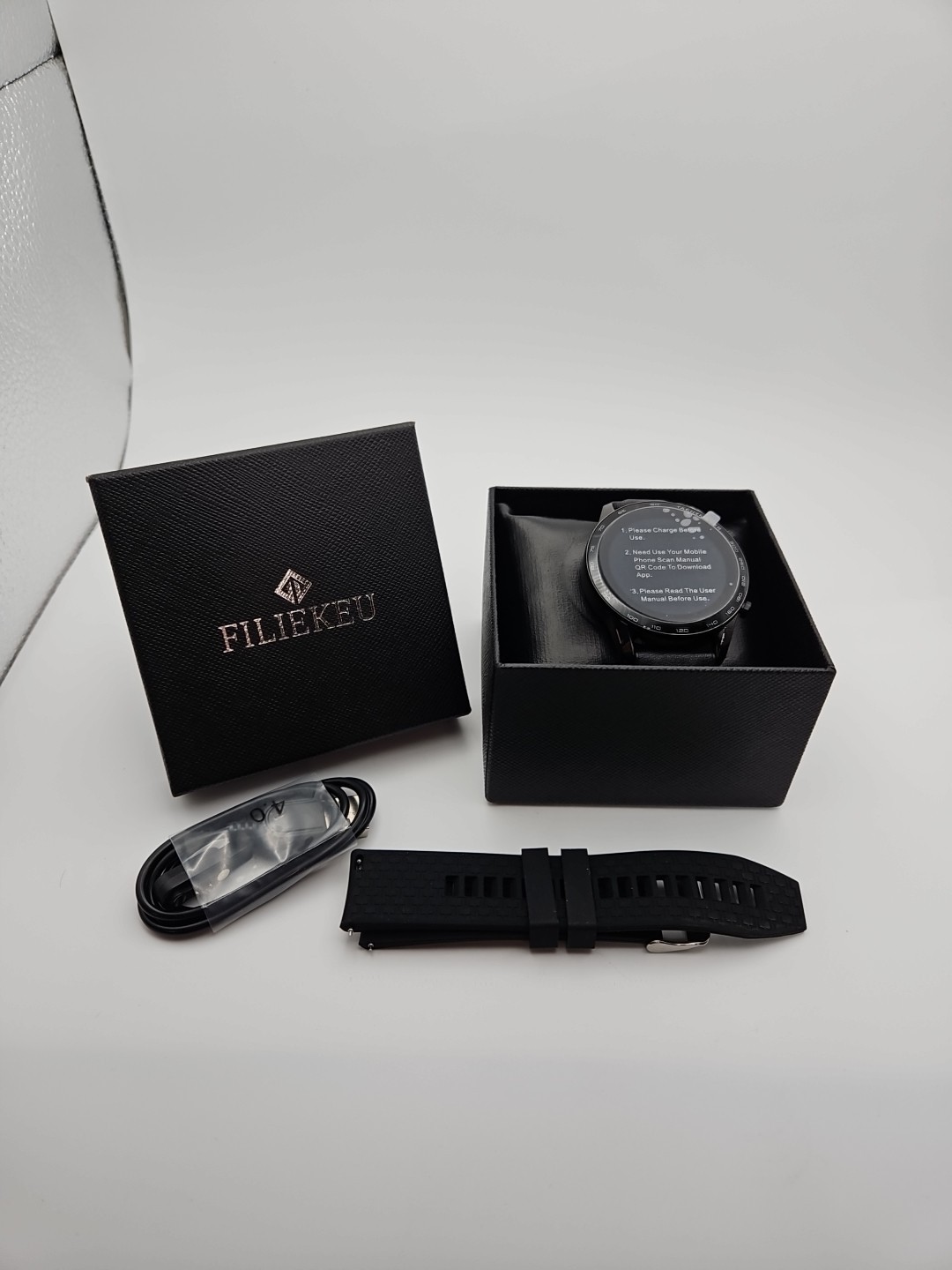 FILIEKEU Men Smart Watch for Android iOS, Bluetooth Calls Voice Chat Extra Band