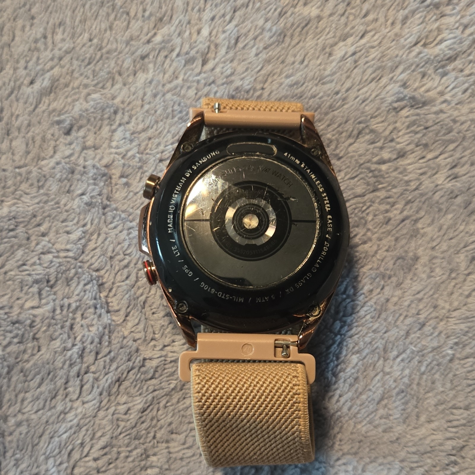 Samsung Galaxy Watch 41mm Rose Gold Steel Touchscreen BT Tizen 4GB Beige Band