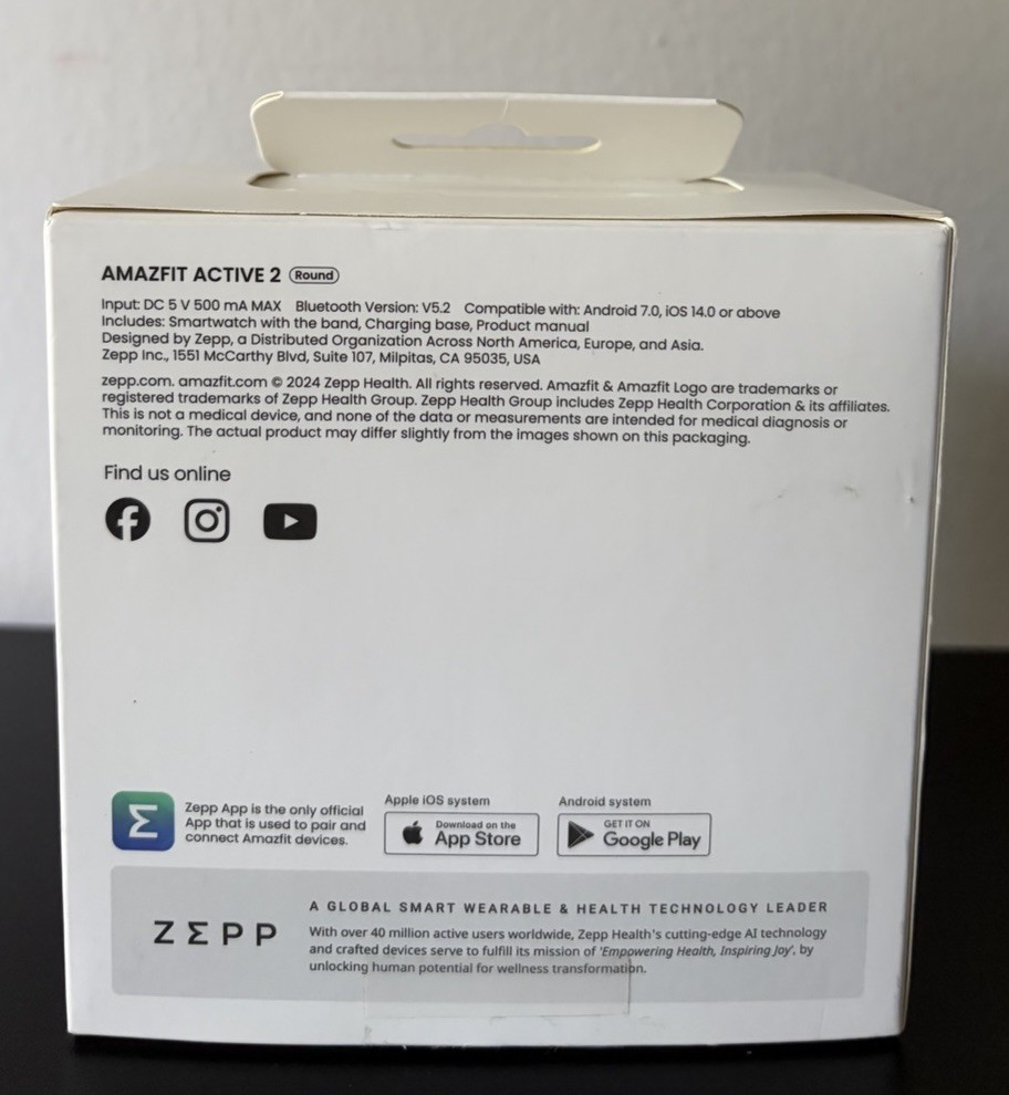 Amazfit Active 2 Premium Version 44mm Fitness Smart Watch Leather Band SEALED