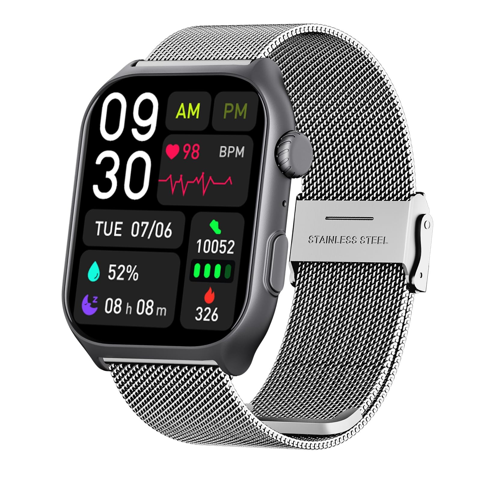 YMS Android Smart Watch for Women – Bluetooth 1.98*1.51*0.49 inches, Silver