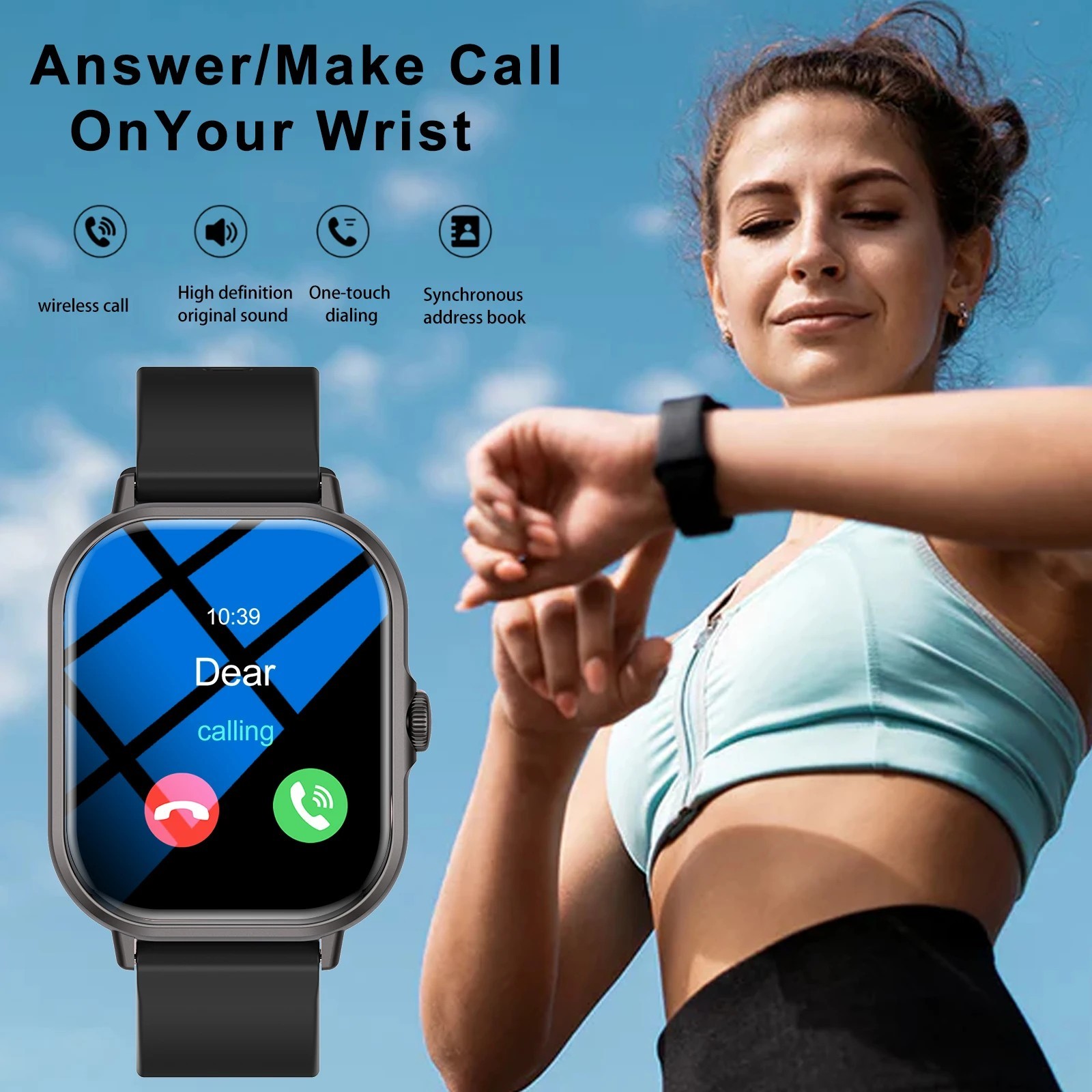 2.01” Smartwatch HD Display Bluetooth Call Fitness Tracker Smart Watch Gym Gift
