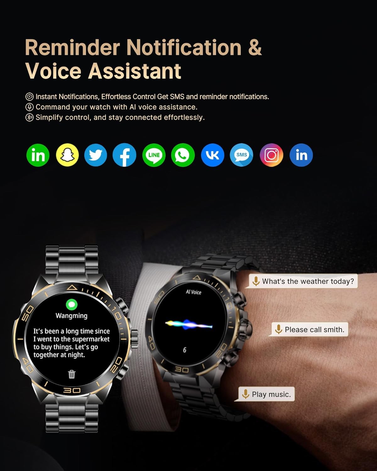 SOUYIE Luxury Smart Watch for Men Bluetooth Call, 1.43″ AMOLED,