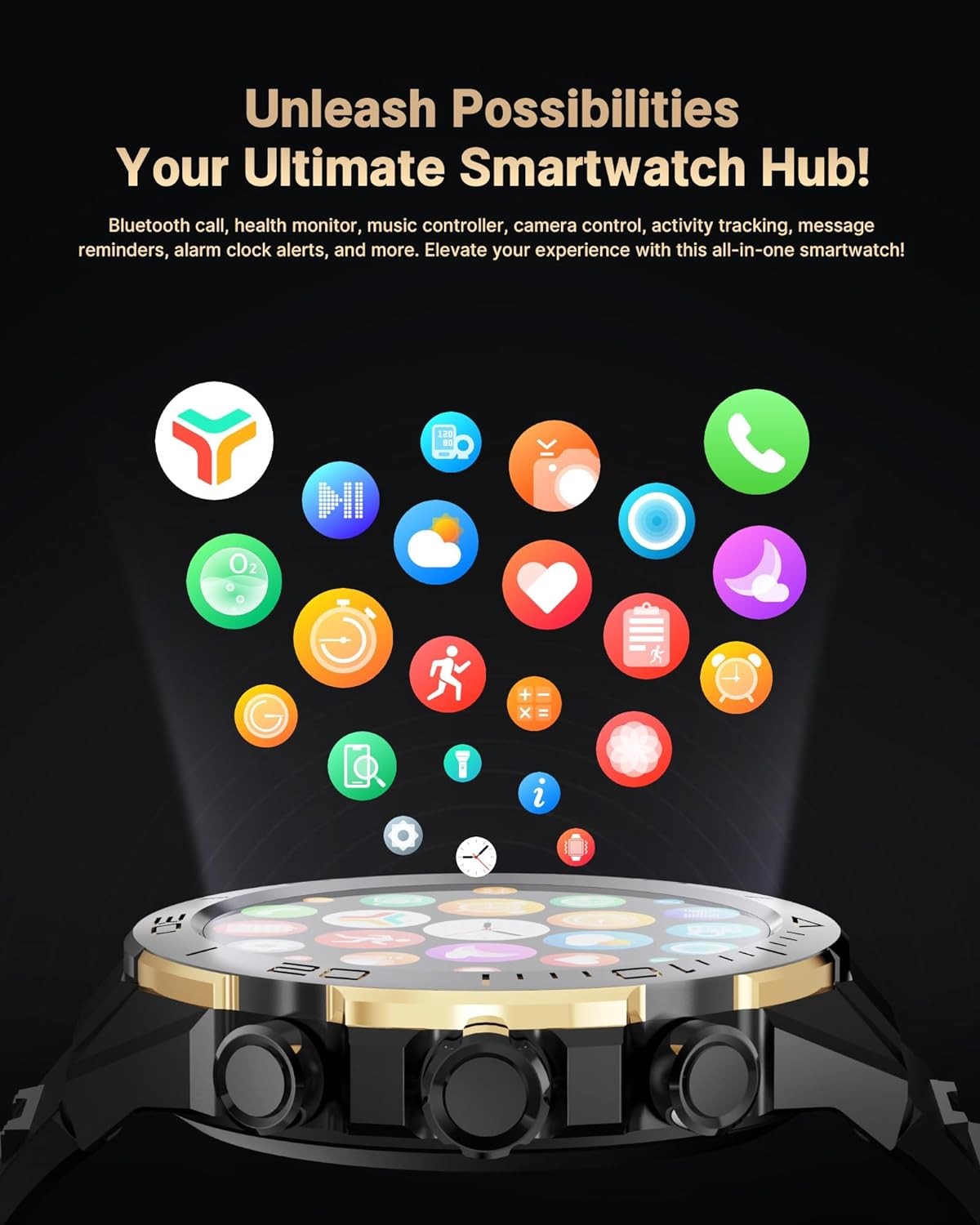 SOUYIE Luxury Smart Watch for Men Bluetooth Call, 1.43″ AMOLED,