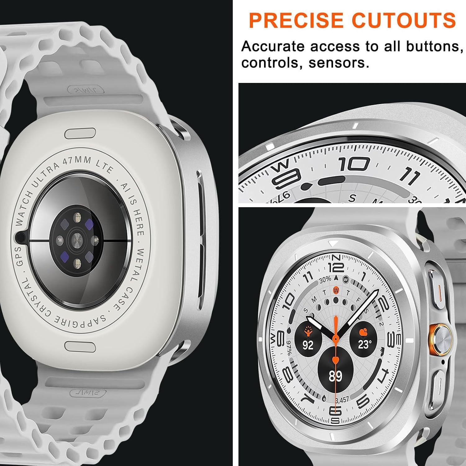 Stainless Steel Case For Samsung Galaxy Watch Ultra 47mm Rugged Bumper Cover
