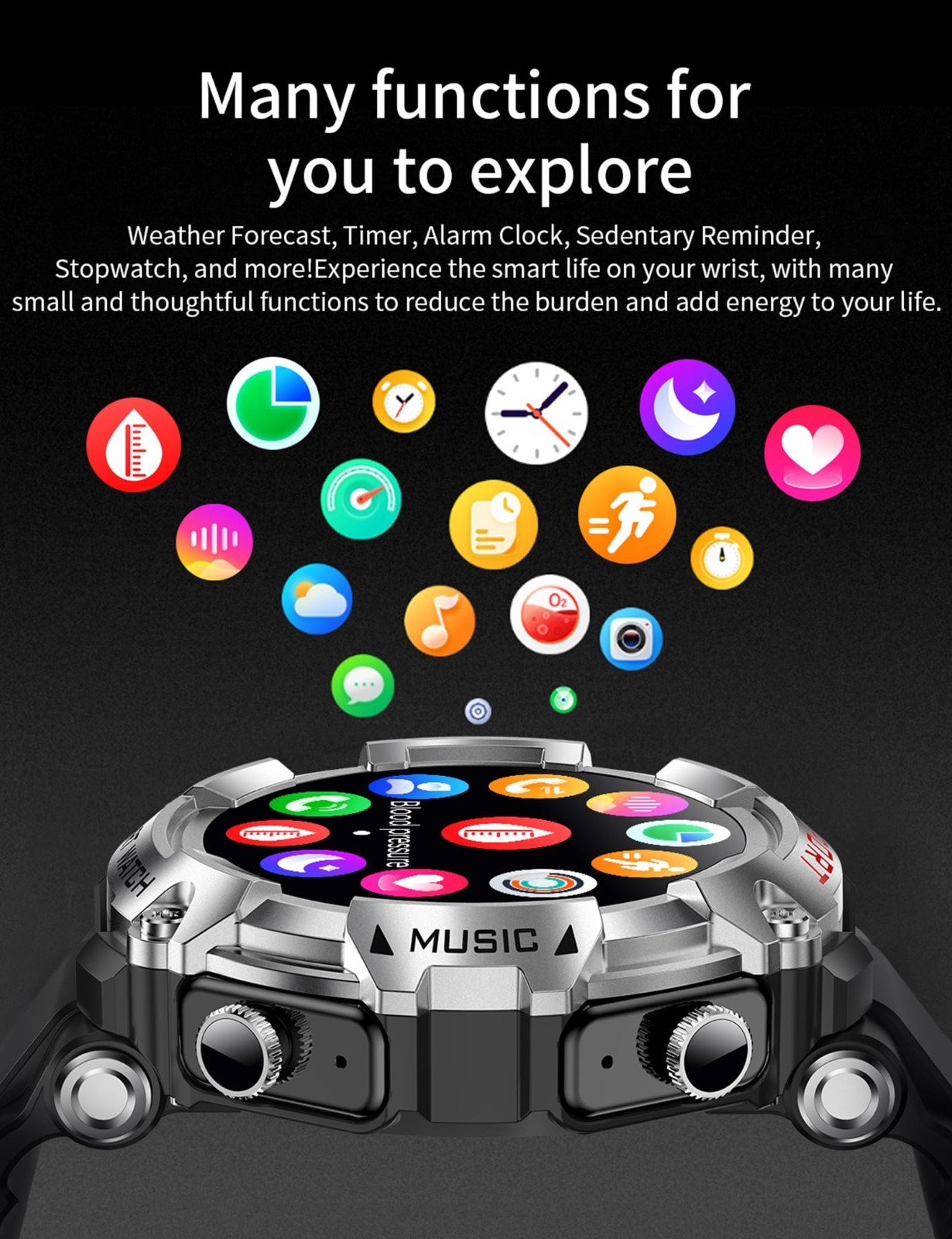 Smart Watch with Bluetooth Earbuds, Fitness Tracker, Military Resistant, Heart R