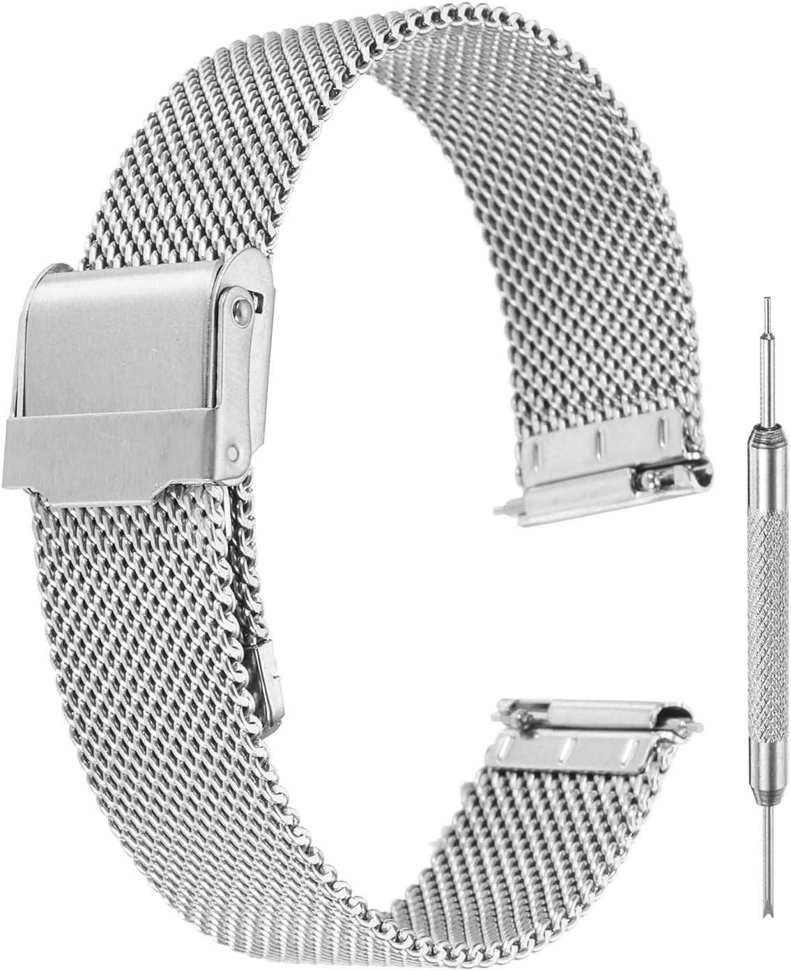 Stainless Steel Mesh Watch Band for Men Women, Adjustable Quick Release Strap