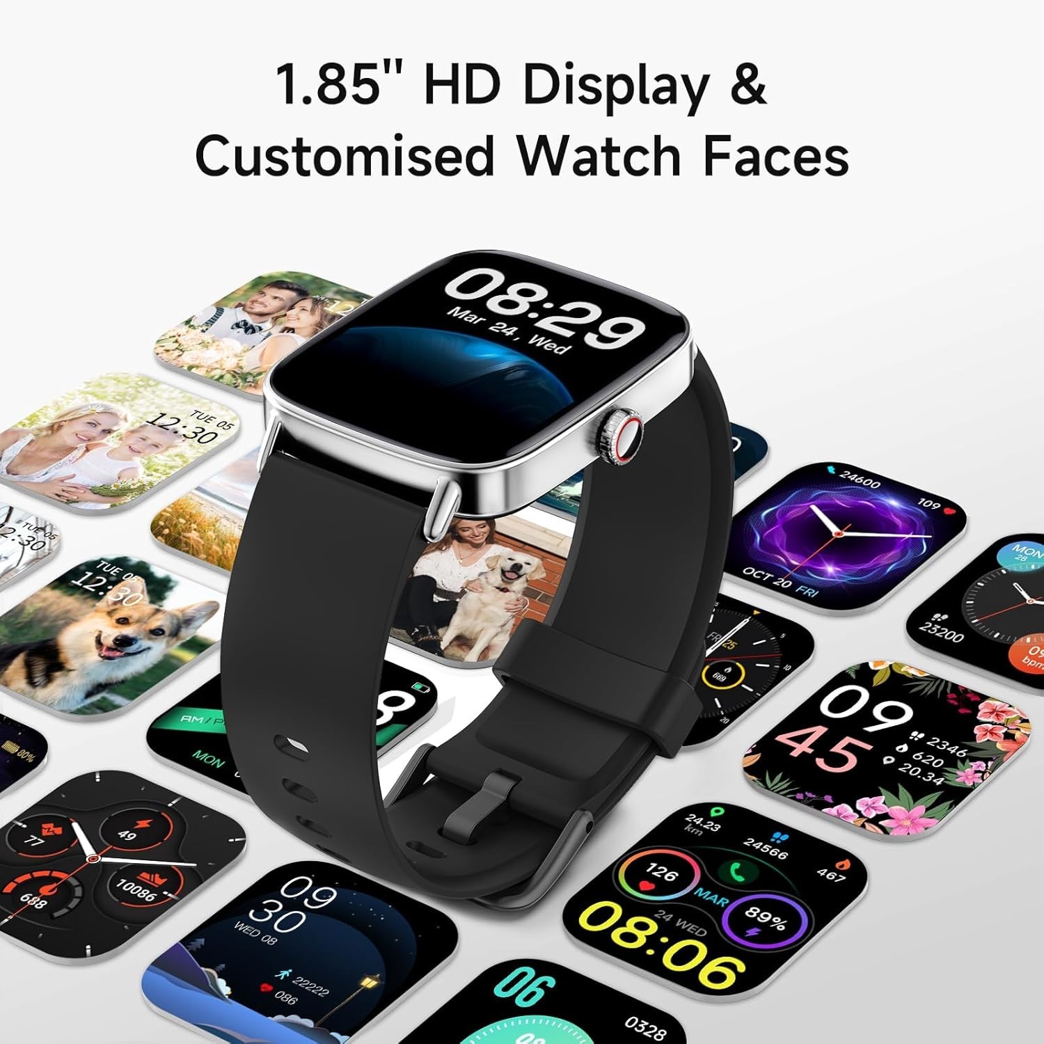 Waterproof Smart Watch for Fitness & Connectivity – 1.85″ AMOLED Display