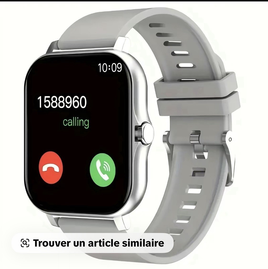 Smart Watch 46mm Silver Metal Case Gray Silicone Band Bluetooth Fitness