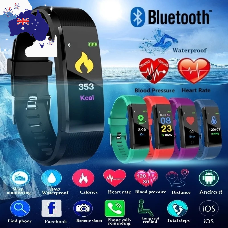 Smart Watch 115Plus Bracelet Heart Rate Blood Pressure Band Fitness Tracker Smar