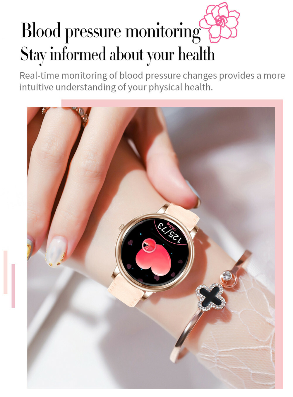 Women Smart Watches Stainless Steel Sleep Tracker Bluetooth Call Reminder