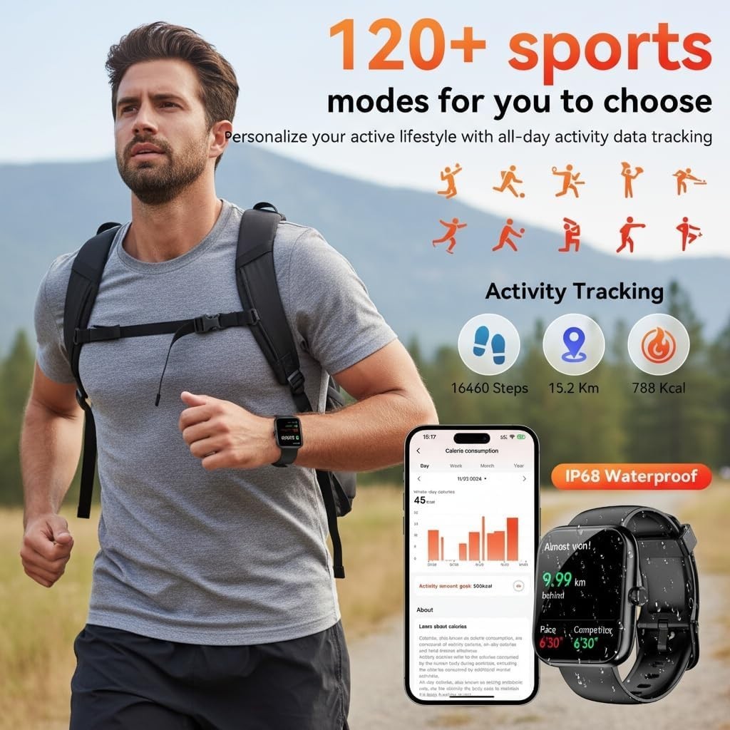 Smart Watch Alexa Built-in Bluetooth Calls 1.83″ HD Fitness Tracker Men Women