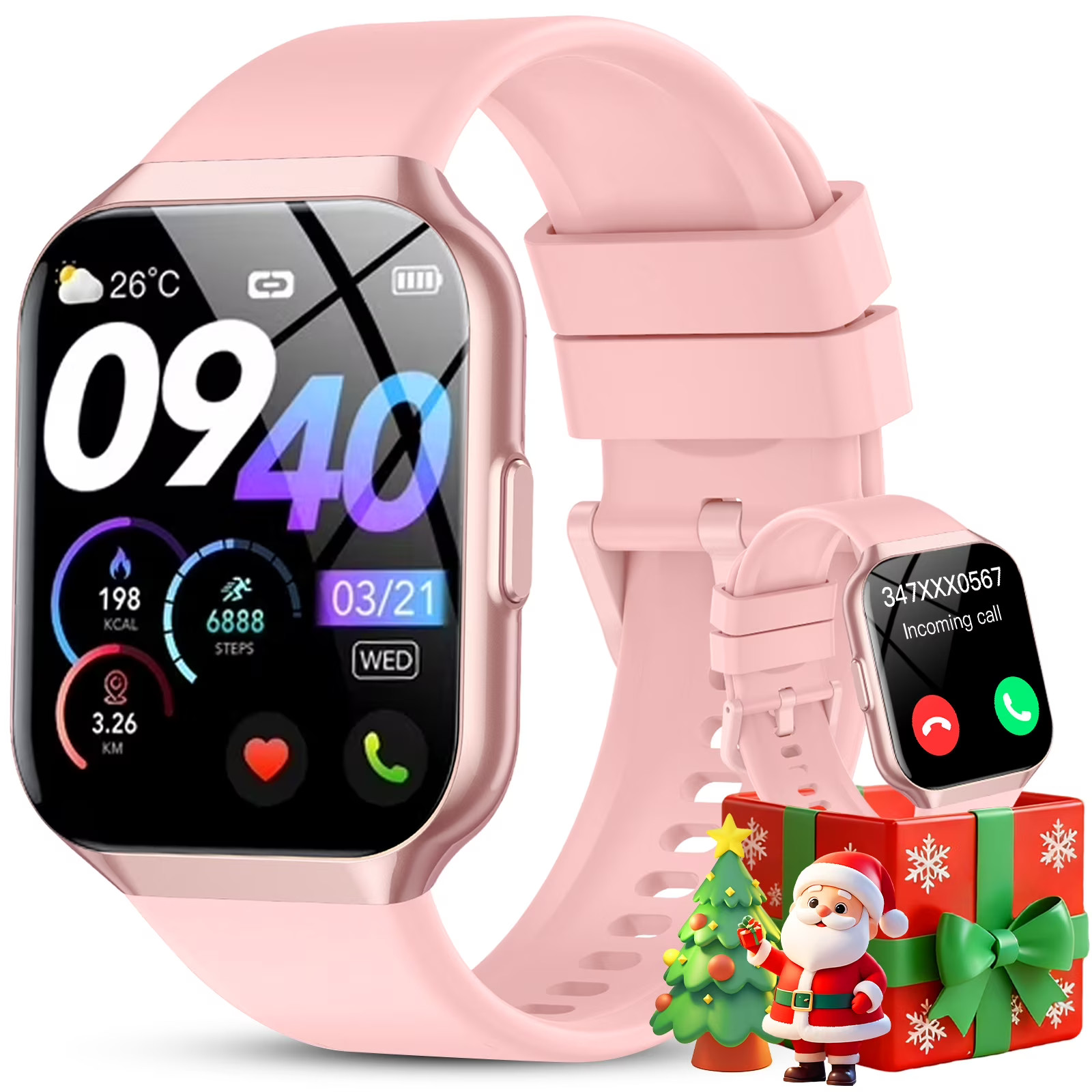 Smart Watch Fits for Android and iPhone 1.96” Smartwatch for Men Women 110+ Spo