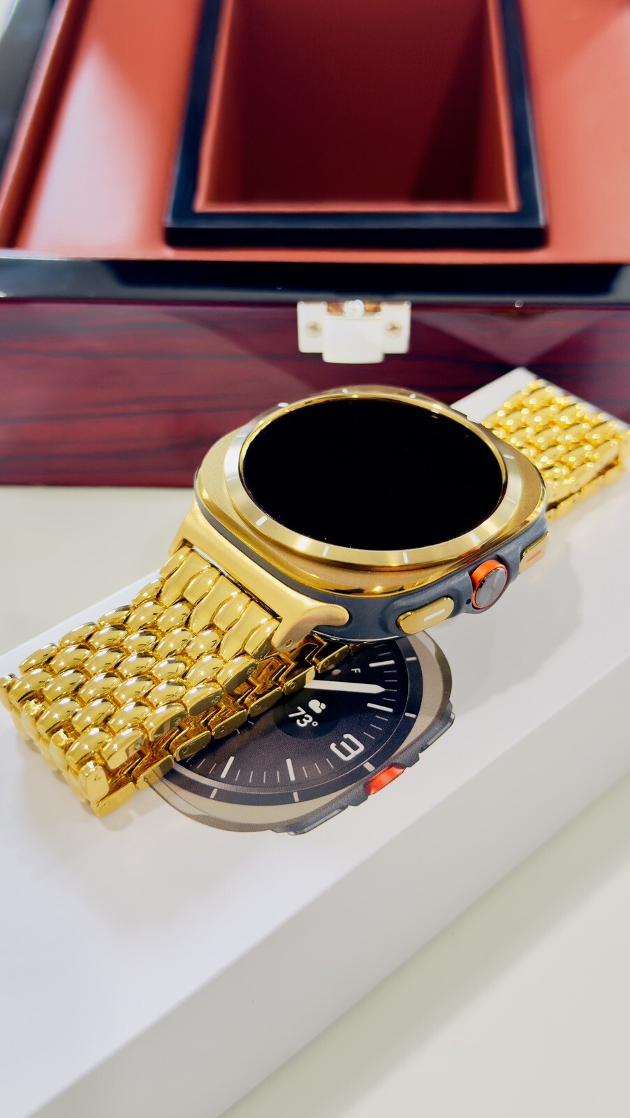 CUSTOM GOLD Samsung Galaxy Watch Ultra Black 47mm 24k Gold Plated Links Band