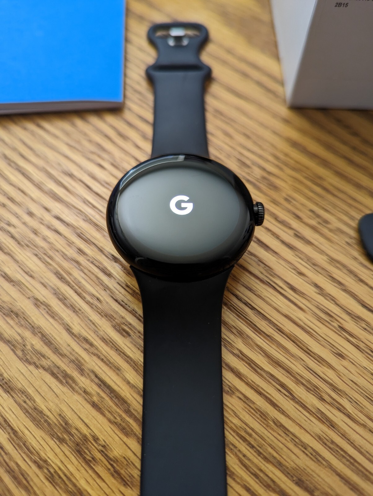 Google Pixel Watch 41mm Matte Black Stainless Steel Case with Obsidian Active…