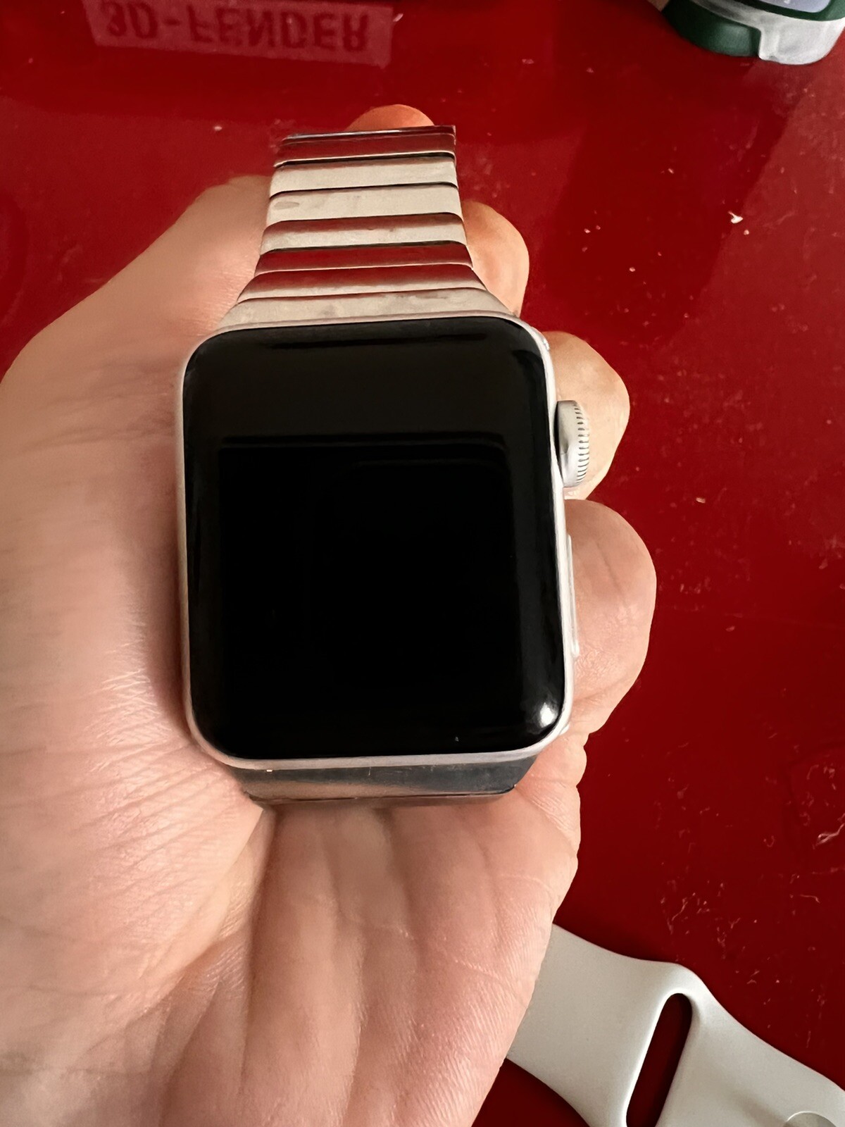 Apple Watch Series 3 38 mm Silver Aluminum Case White Sport Band Smartwatch -…