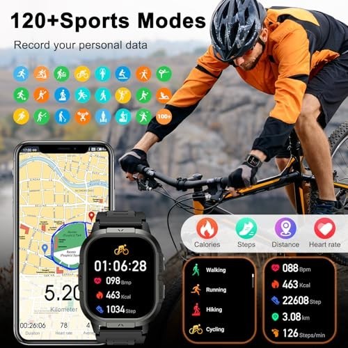 Men’s Smart Watch Fitness Tracker – Waterproof Military Style, Call/Message Aler
