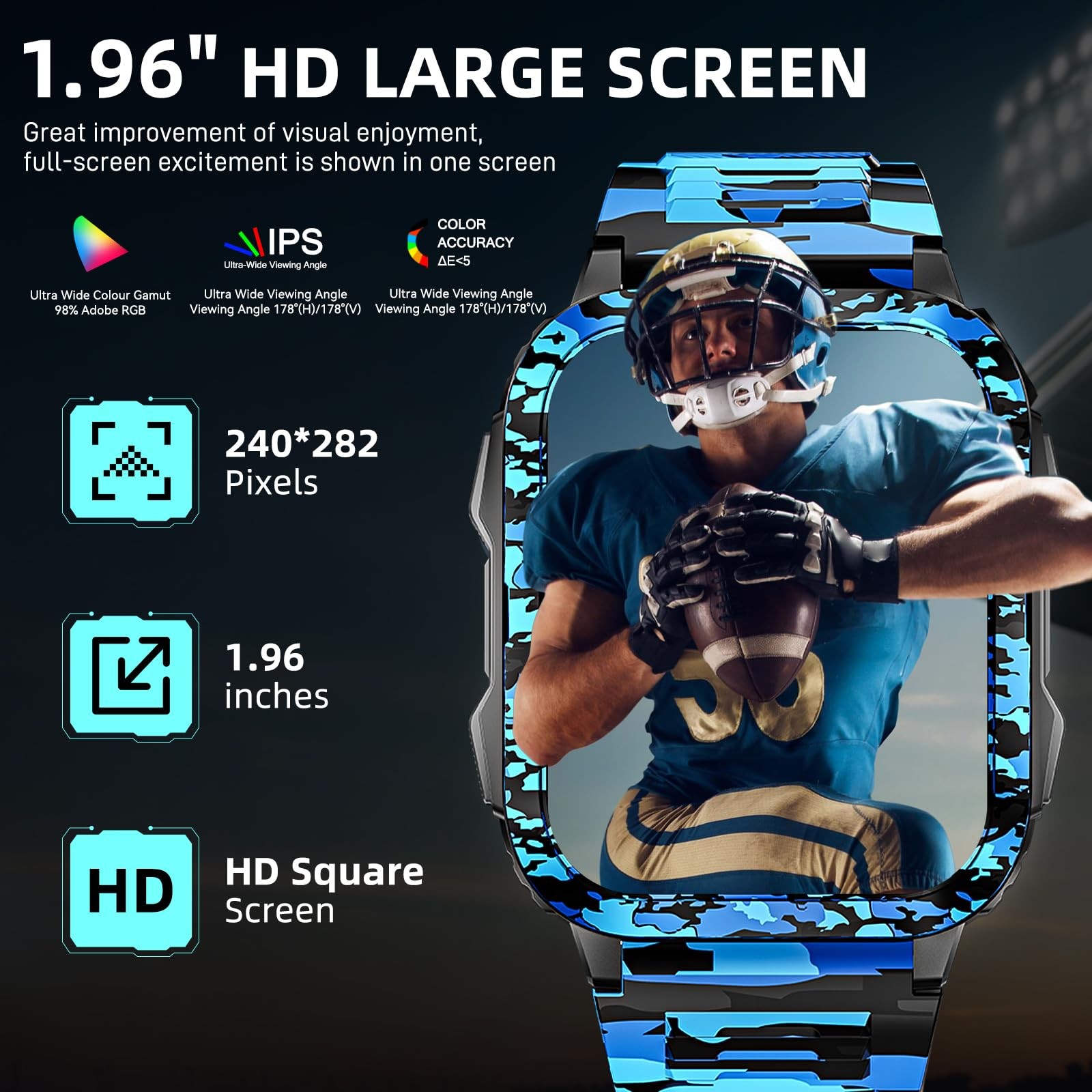 Military Smart Watches for Men Make/Answer Call with LED Flashlight