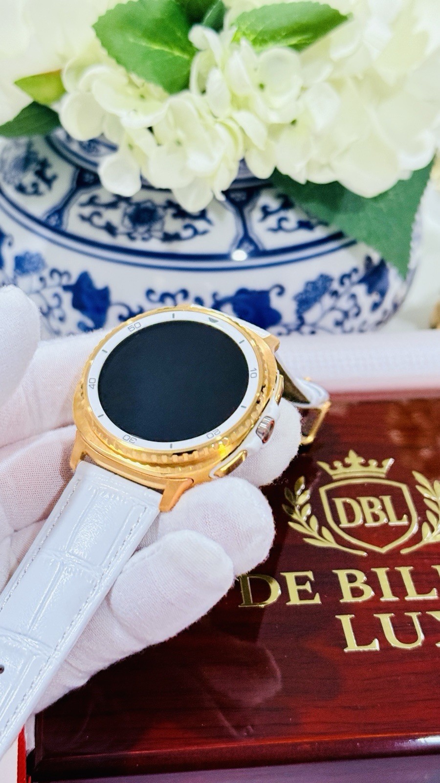 Custom 24k Gold 46mm Samsung Galaxy Watch8 Classic White | LTE Bluetooth GPS