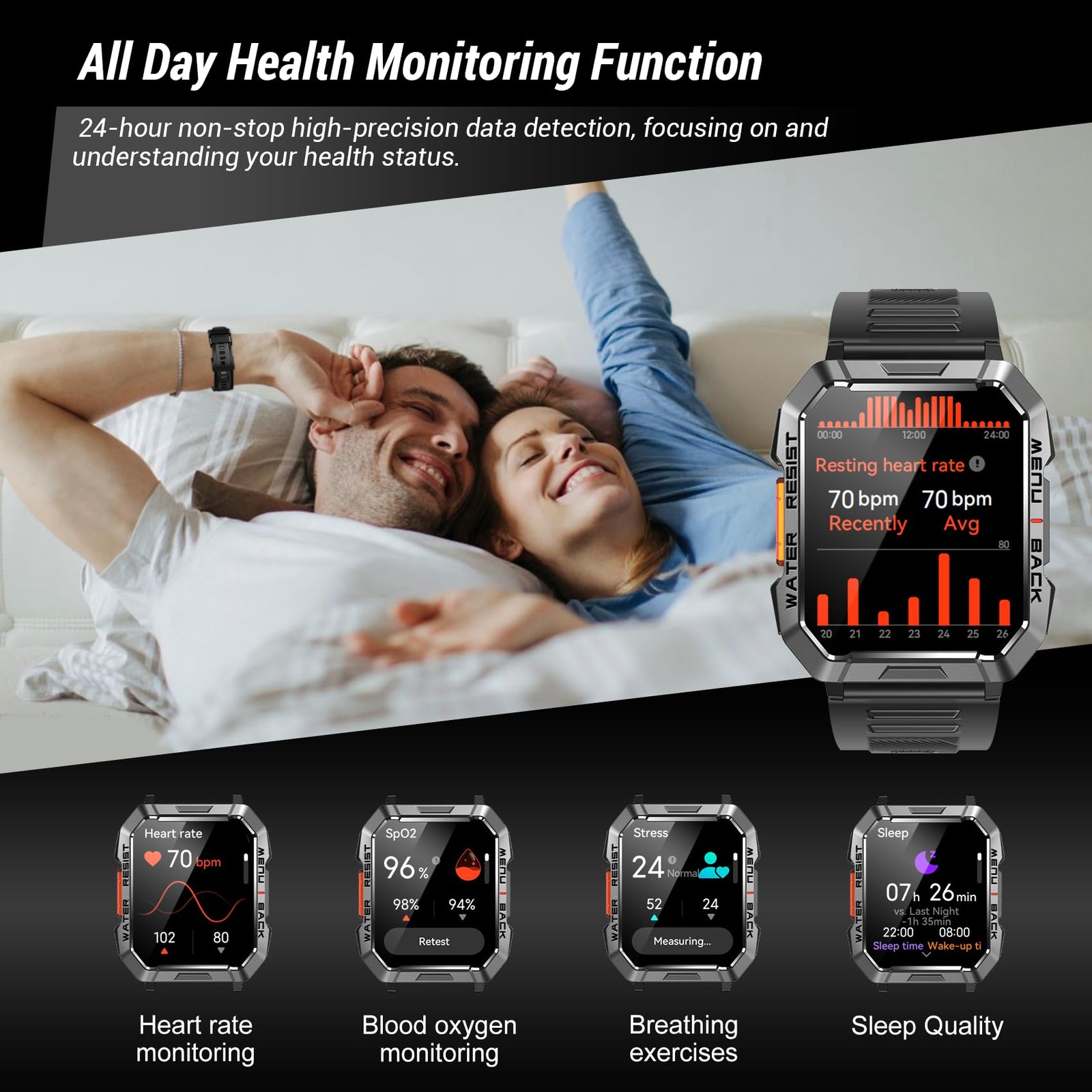 Military Smart Watch for Men Answer/Make Calls, 2.01” Smart Watch for Androi…