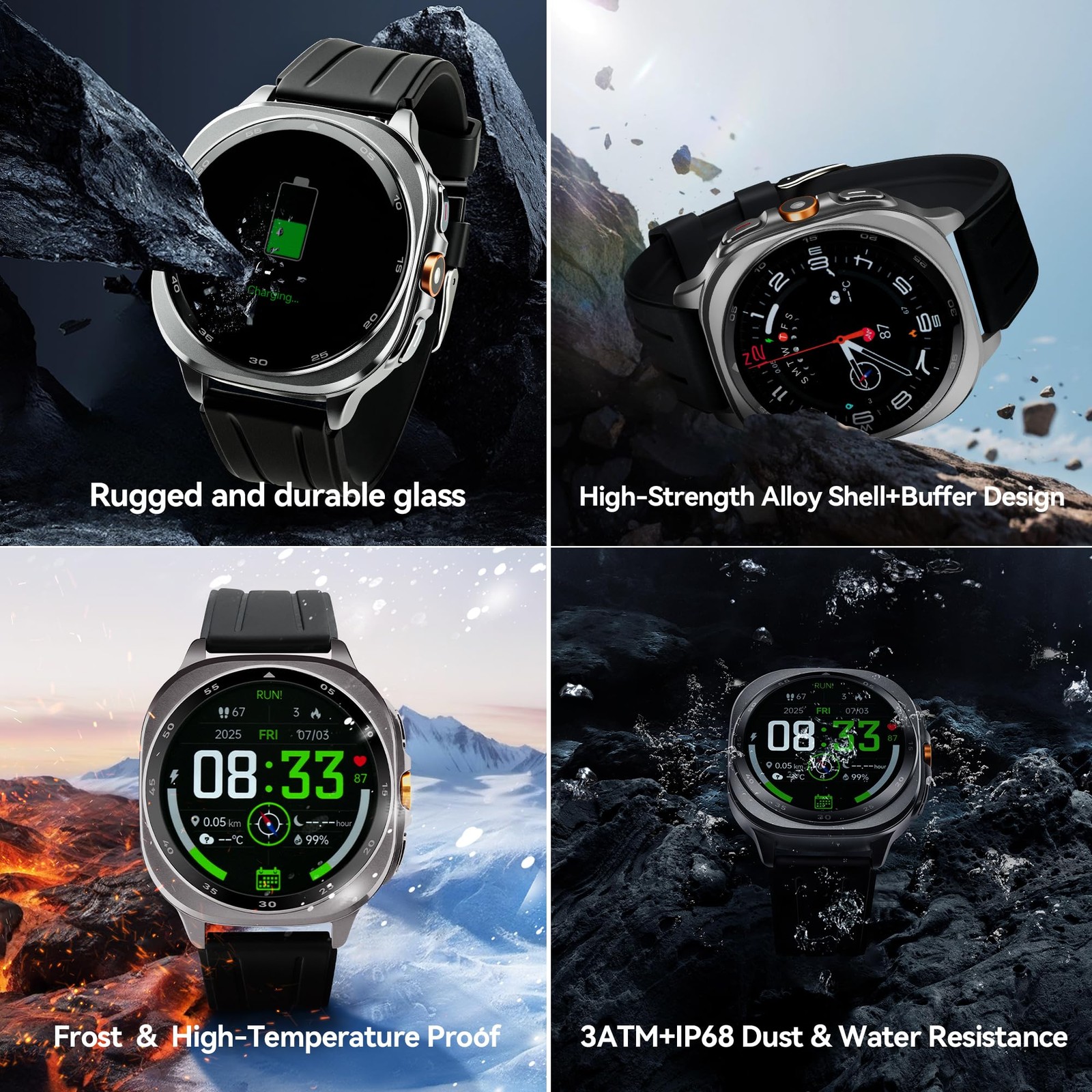 TEQDOT GPS Smart Watch Men 1.43-inch HD AMOLED 3ATM Waterproof 530mAh Large