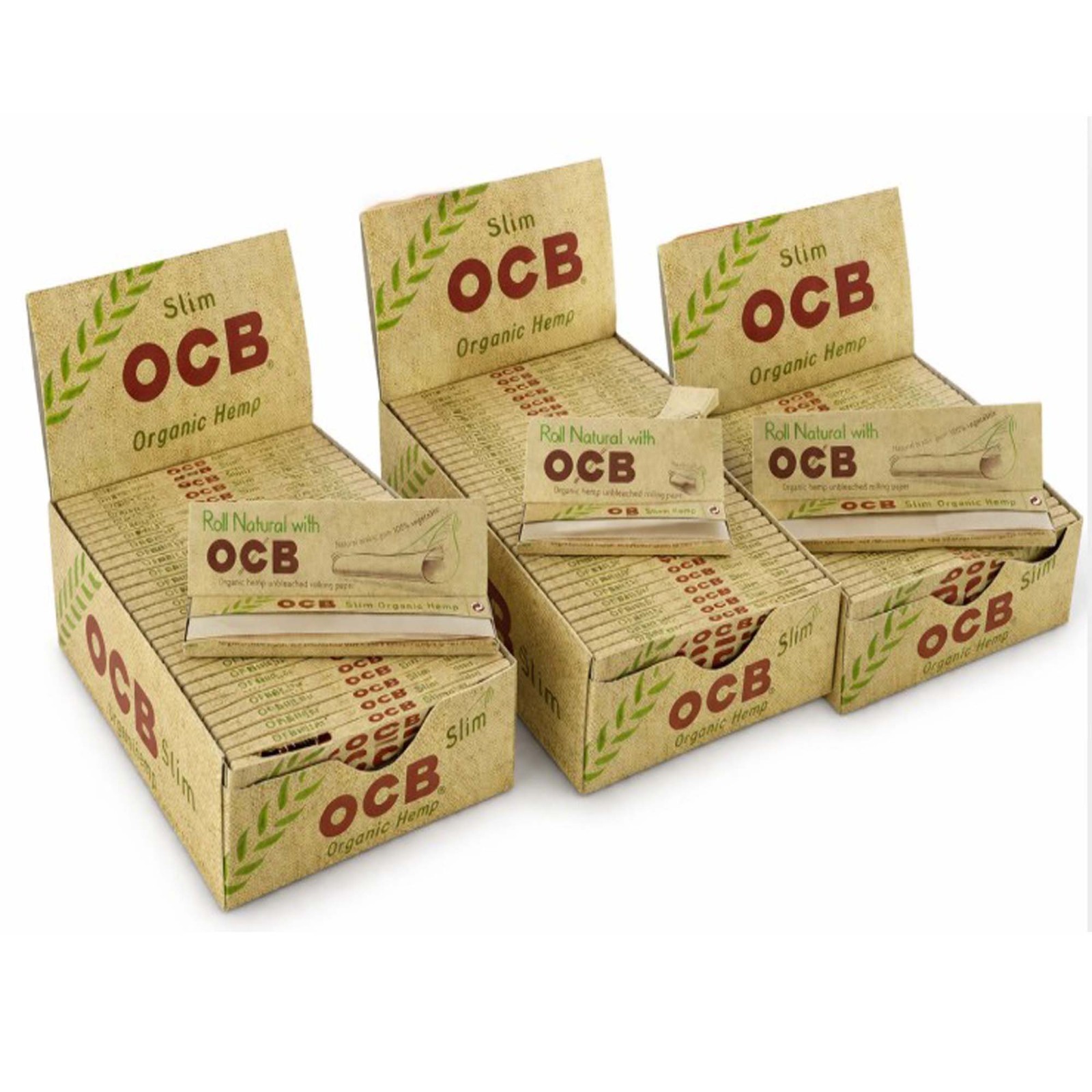 3 Pack OCB Organic Hemp King Size Slim Cartine 50 Libretti Box