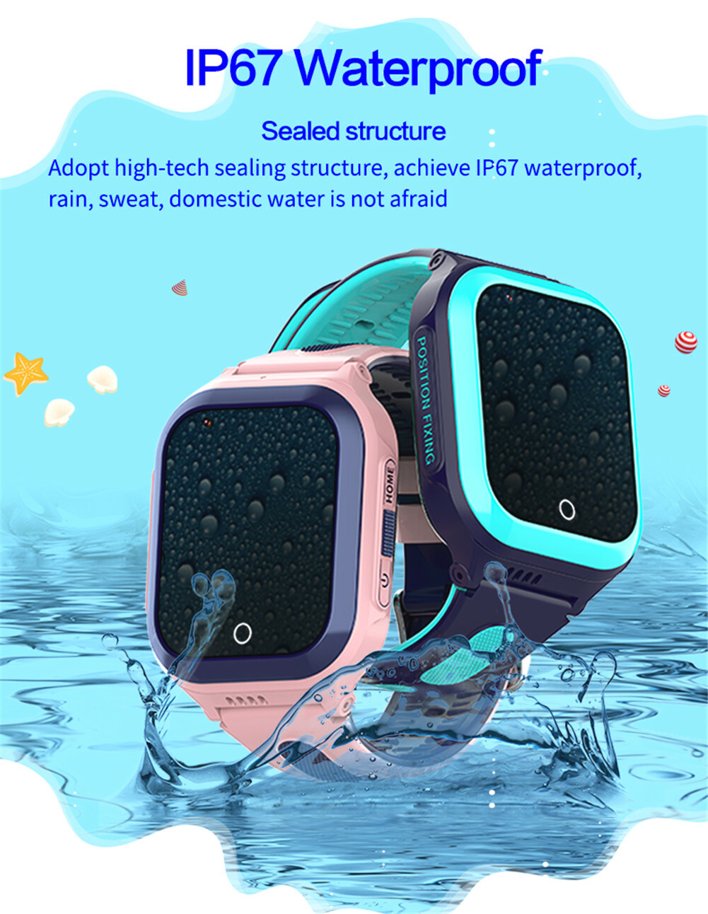 Kids Smart Watch 4G Activity Tracker Anti-Lost SOS Call Camera IP67 Waterproof