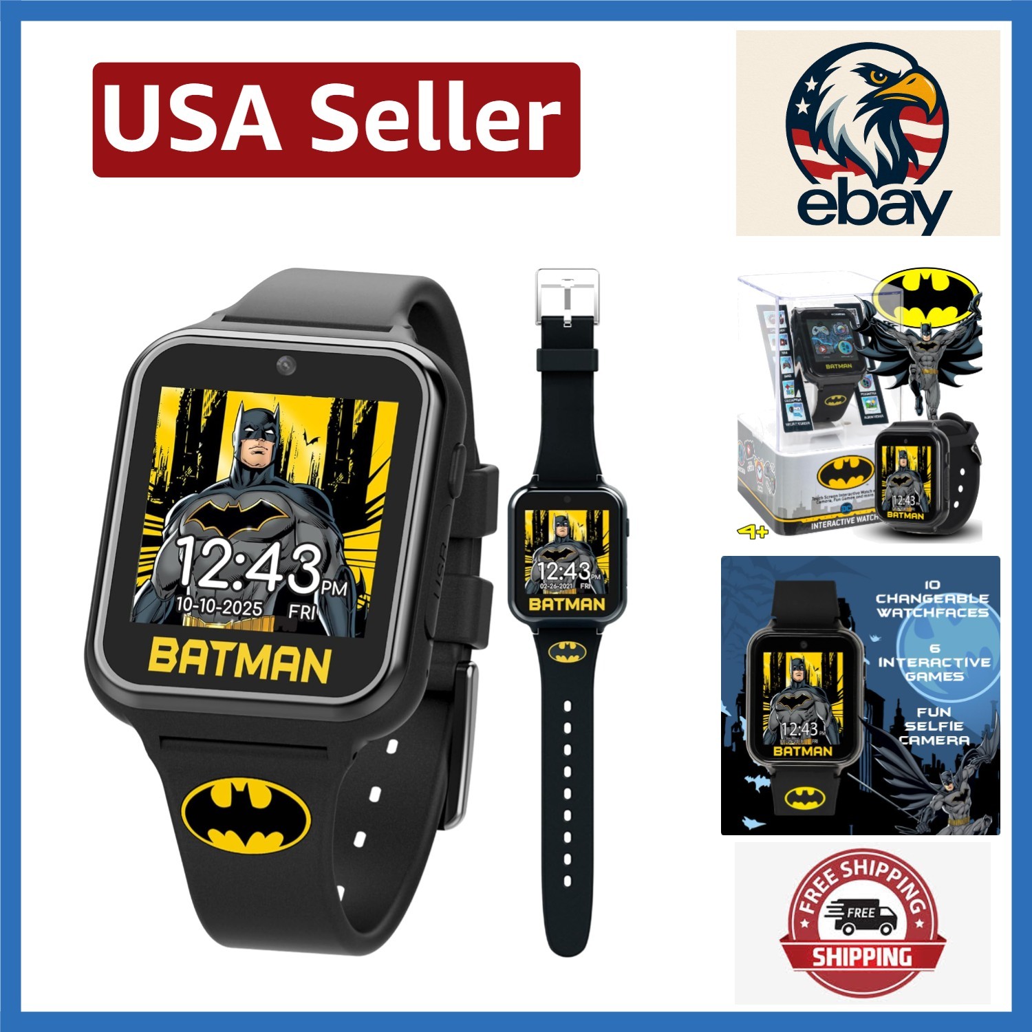 Fun and Functional Batman Smart Watch for Kids – 40mm Display & Voice Recorder