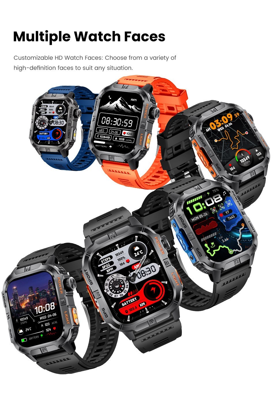 GTH3 Smart Watch GPS Health Monitor Bluetooth Calling Step Counting Compass