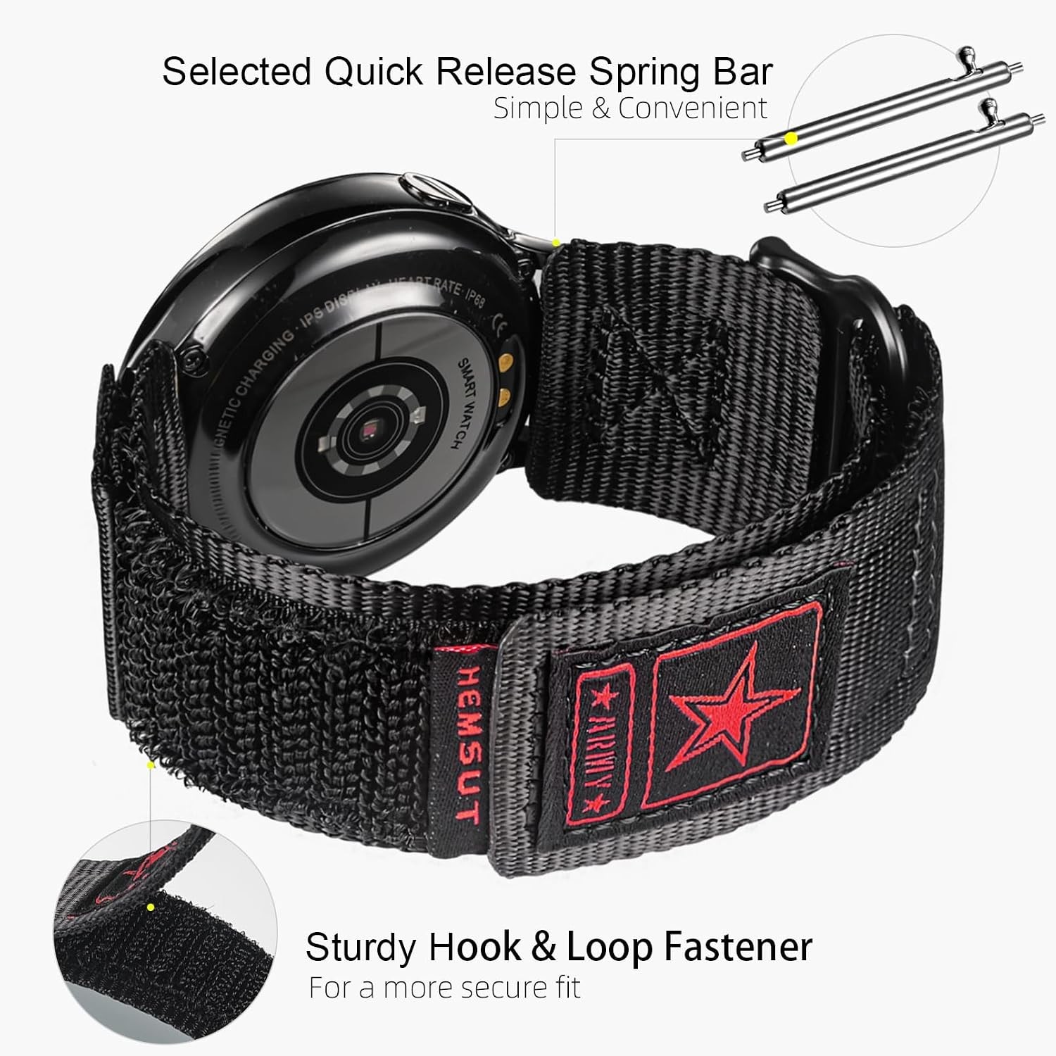 Quick Release Nylon Strap for Samsung Galaxy Watch 7/6/5 Pro/4/3, Amazfit GTS 4/