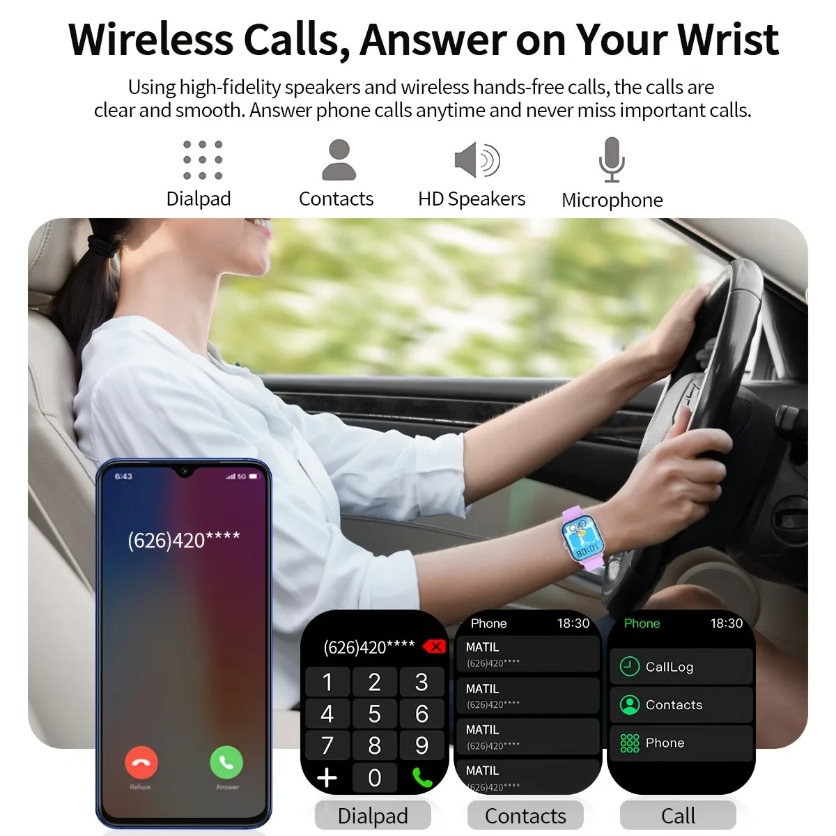 Smart Watch Bluetooth Heart Rate Blood Oxygen/Pressure Monitor Fitness Tracker
