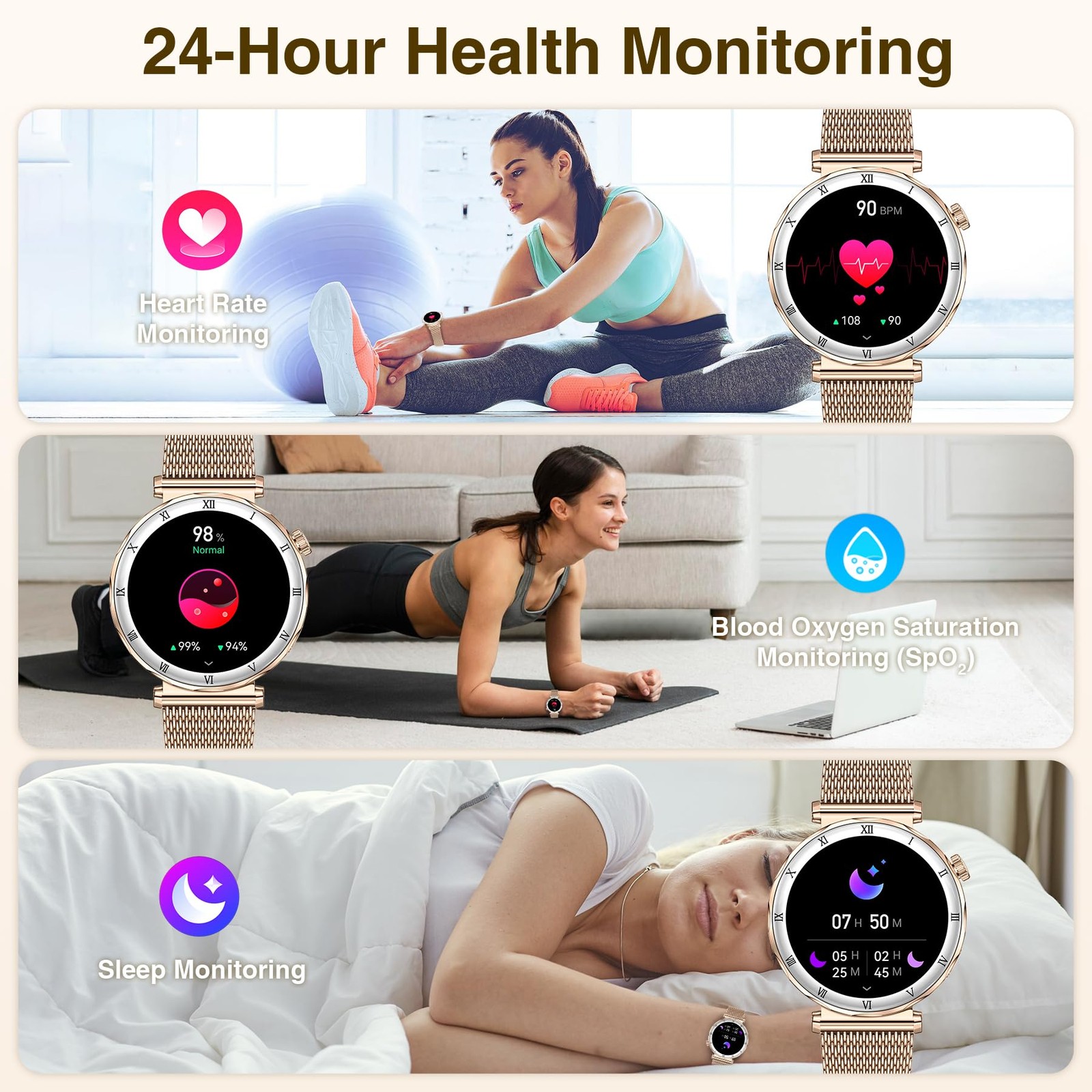 Smart Watches for Women (Answer/Make Calls),1.19″ AMOLED Slim with Heart Rate…