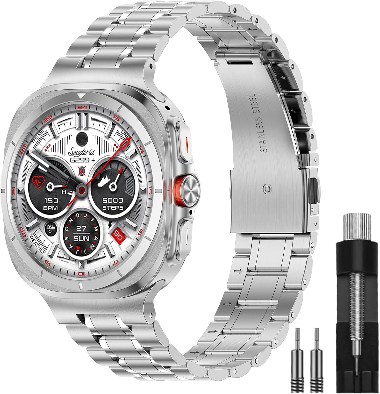 Solid Metal Stainless Steel Strap Compatible with Samsung Galaxy Watch Ultra 47m