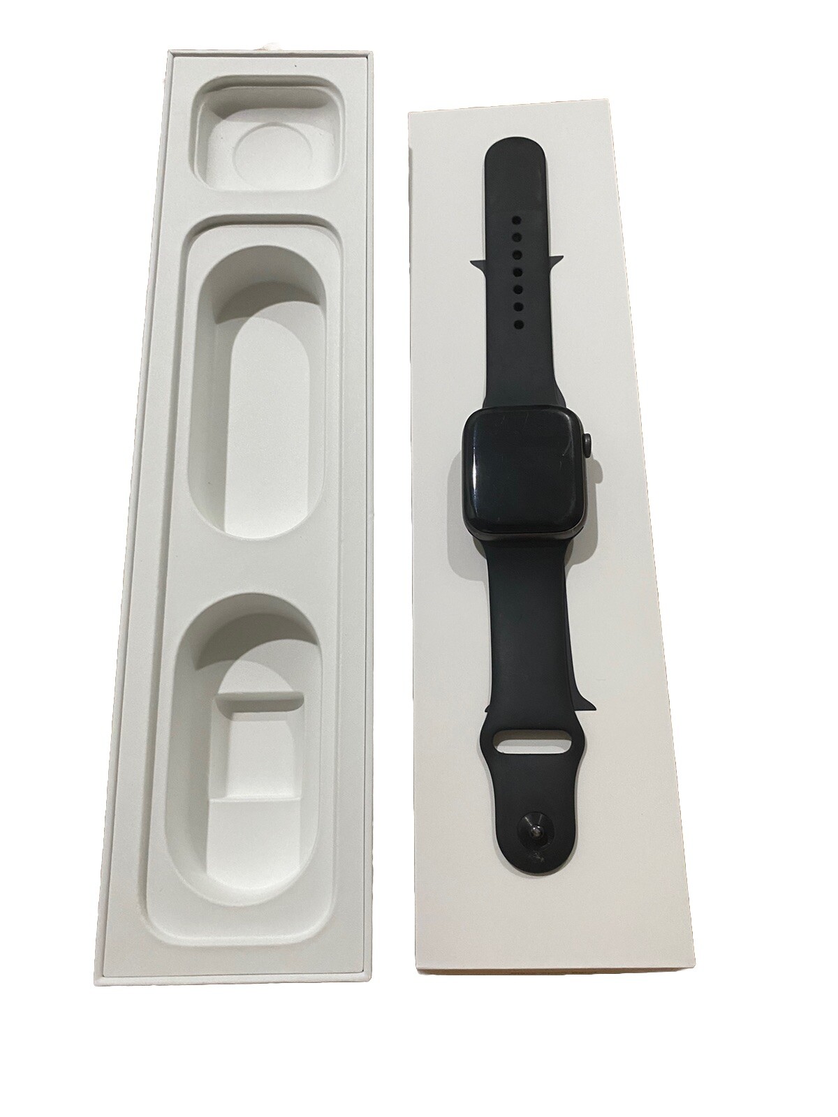 Apple Watch Series 5 44mm Space Gray Aluminum Case with Black Sport Band – S/M &