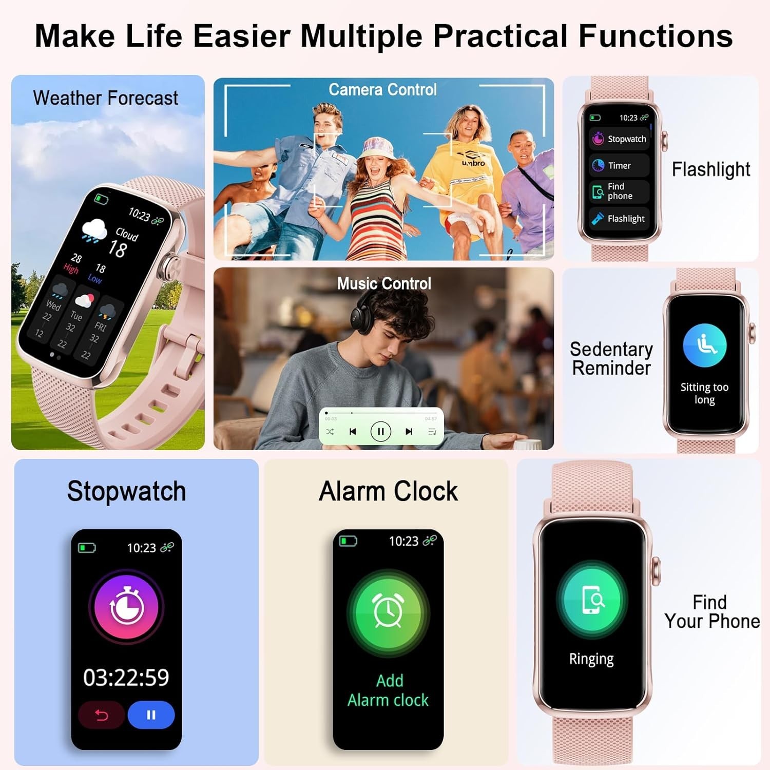Smart Watch, Smartwatch for Men Women with 24 Sport Modes, IP68 Waterproof Fi…