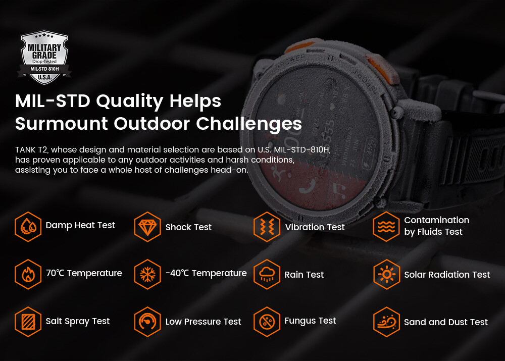 KOSPET TANK T2 Smart Watch Bt Call Outdoor Sports Waterproof Rugged Reloj