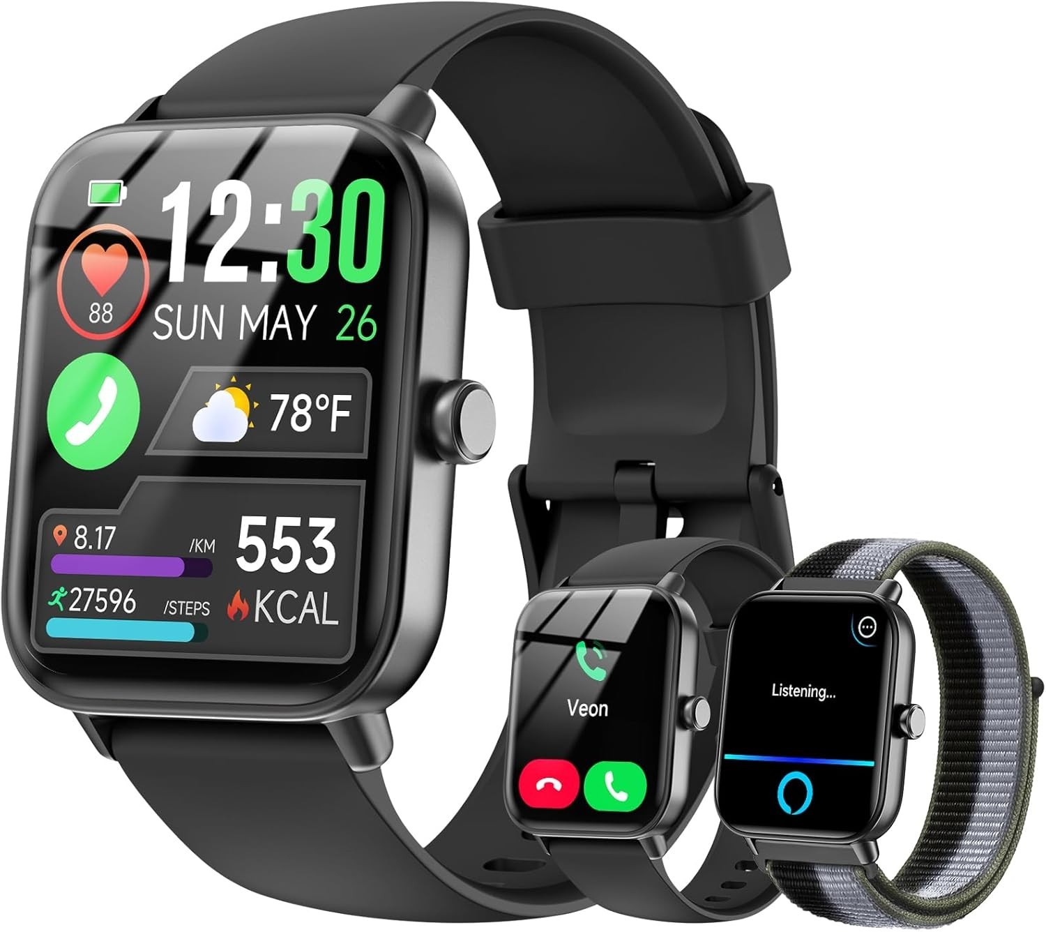 Quican Smart Watch Android & iPhone, 1.8″ Screen, IP68 Waterproof /Bluetooth