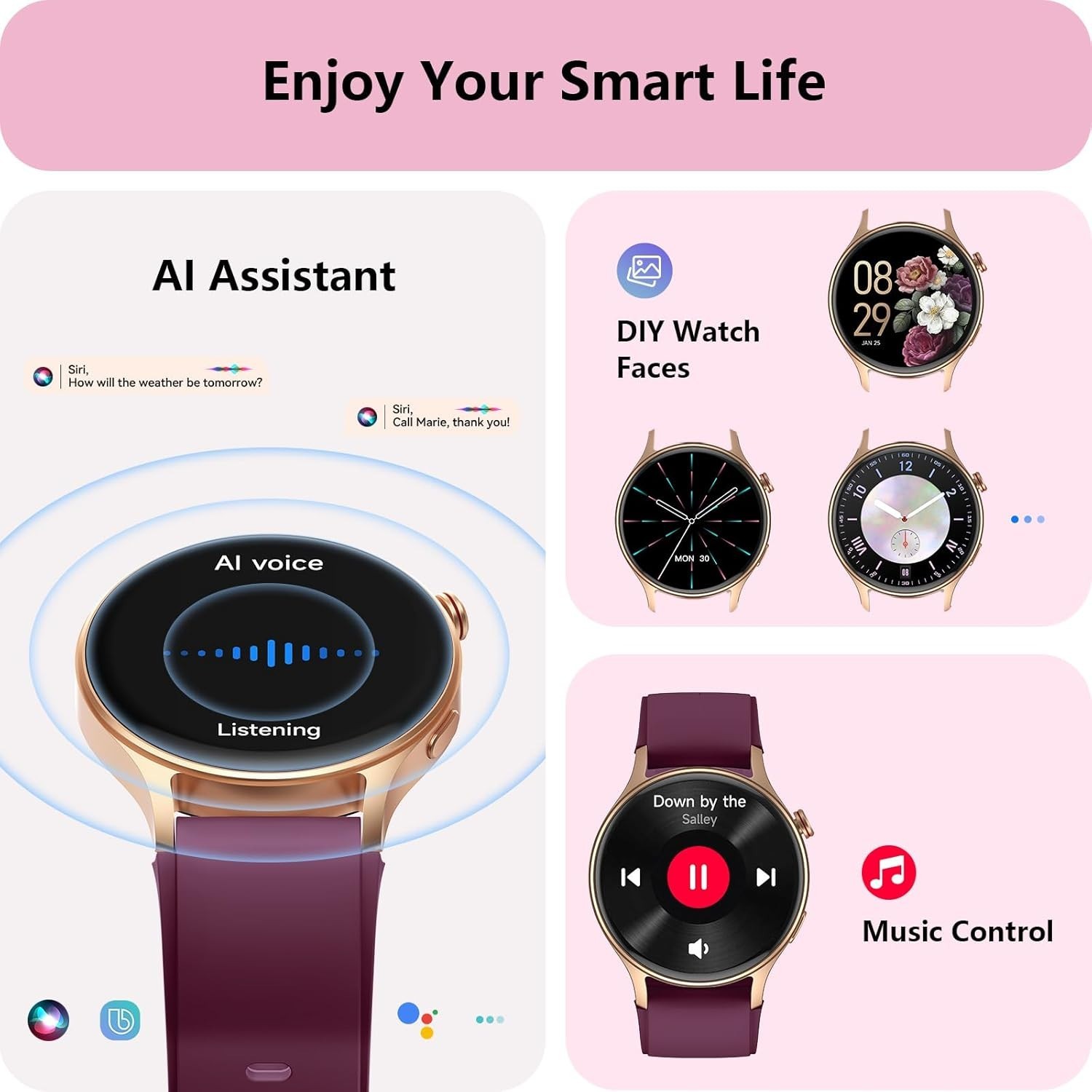Women’s 1.32” AMOLED Smartwatch: Call, Track Health & Stay Active with Style
