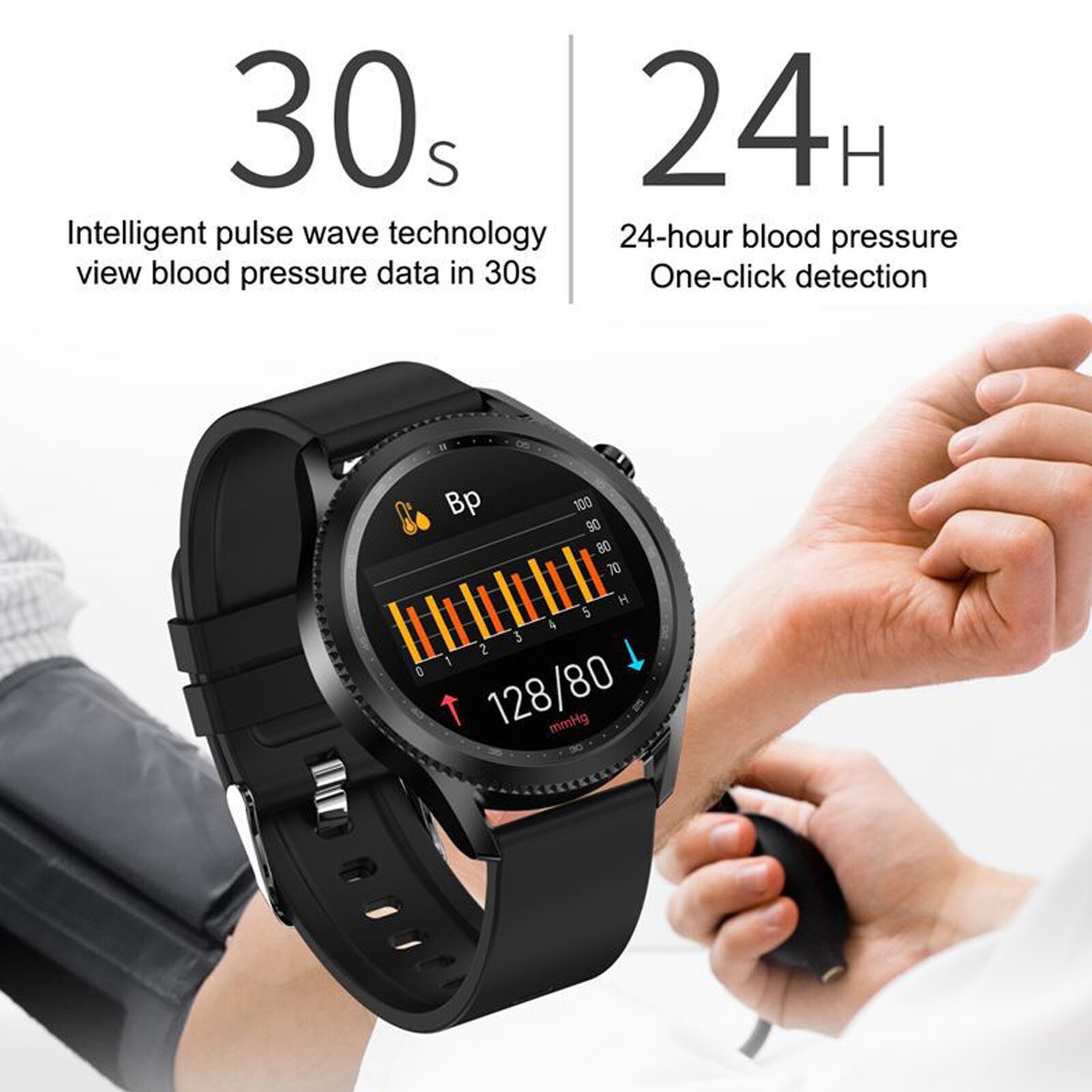 Men’s ECG Watch Sleep Heart Rate Health Blood Pressure Blood Monitor Smart WatbW