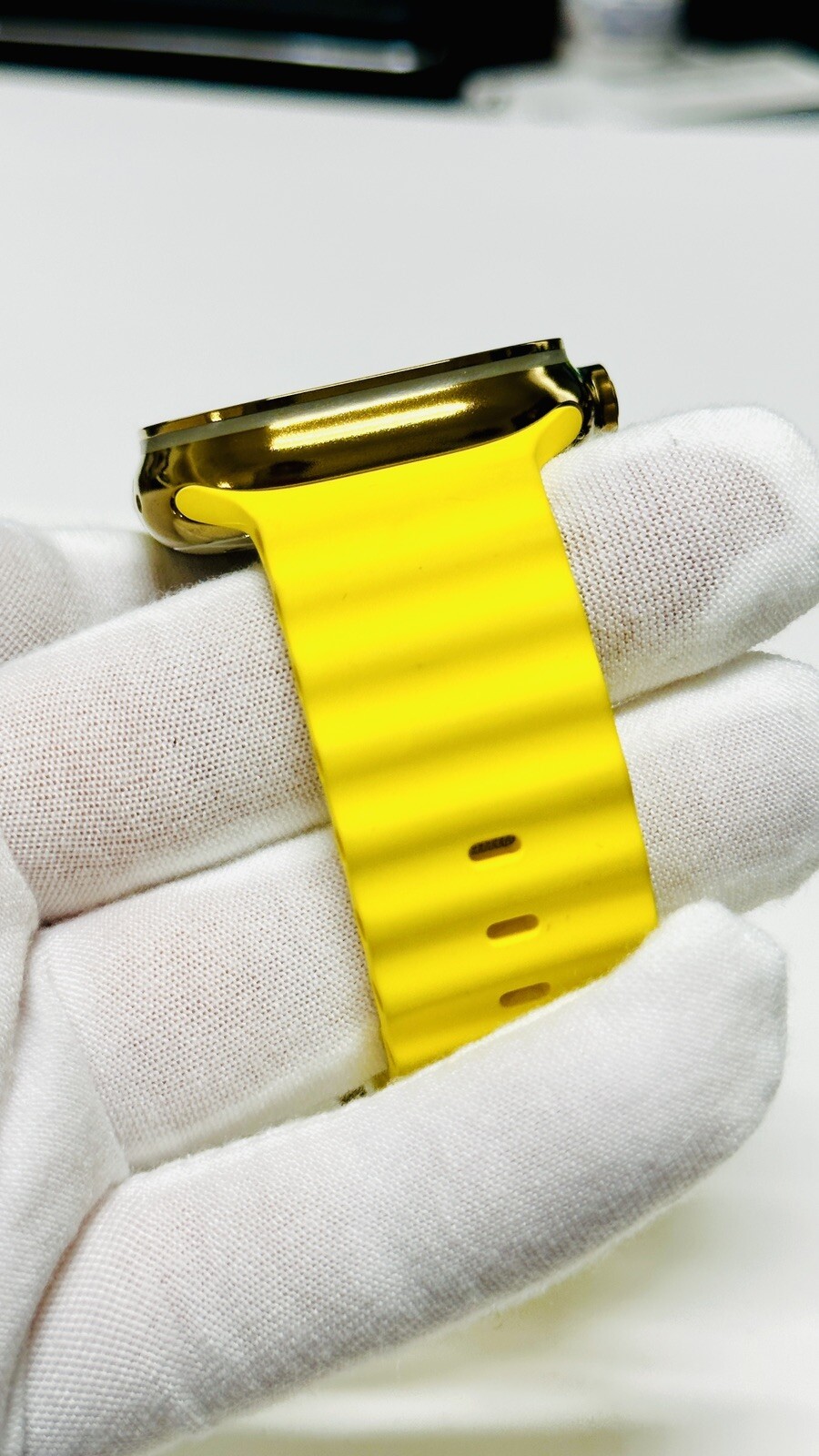49MM Apple Watch ULTRA Custom Polished GOLD with Yellow Ocean Band
