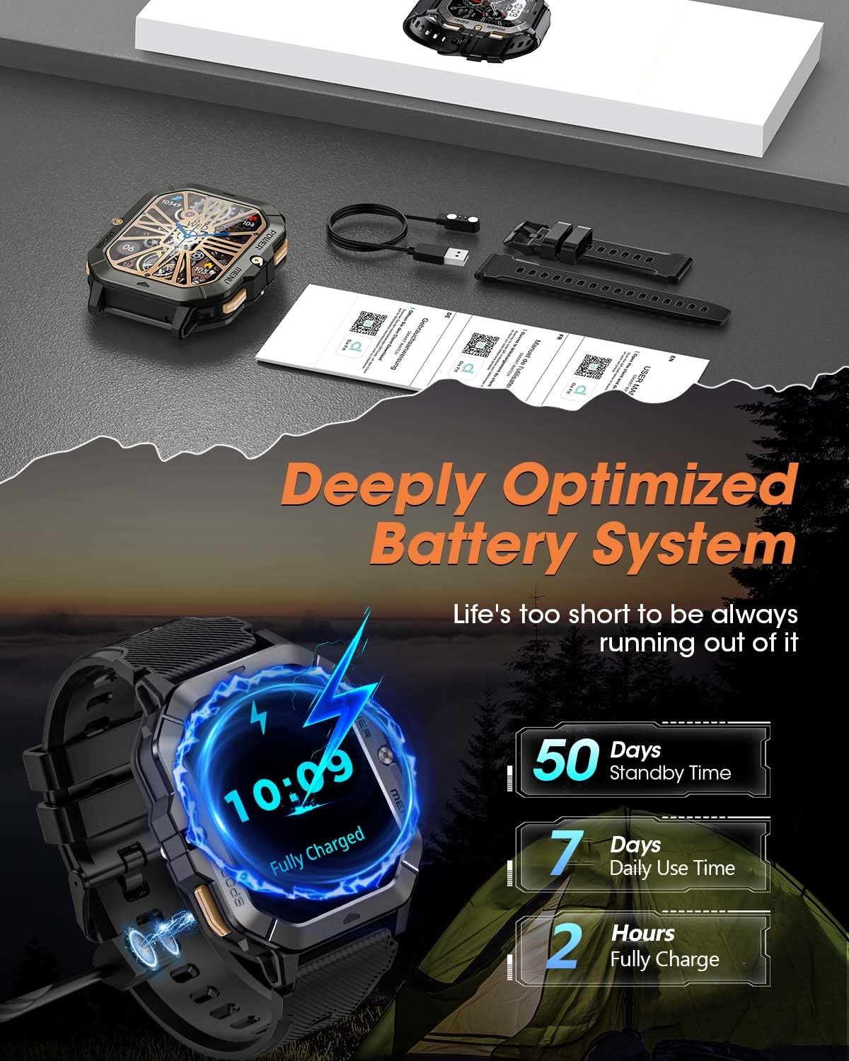 Military Smart Watches for Men (Answer/Make Calls), 2.02” Fitness Smart Watc…