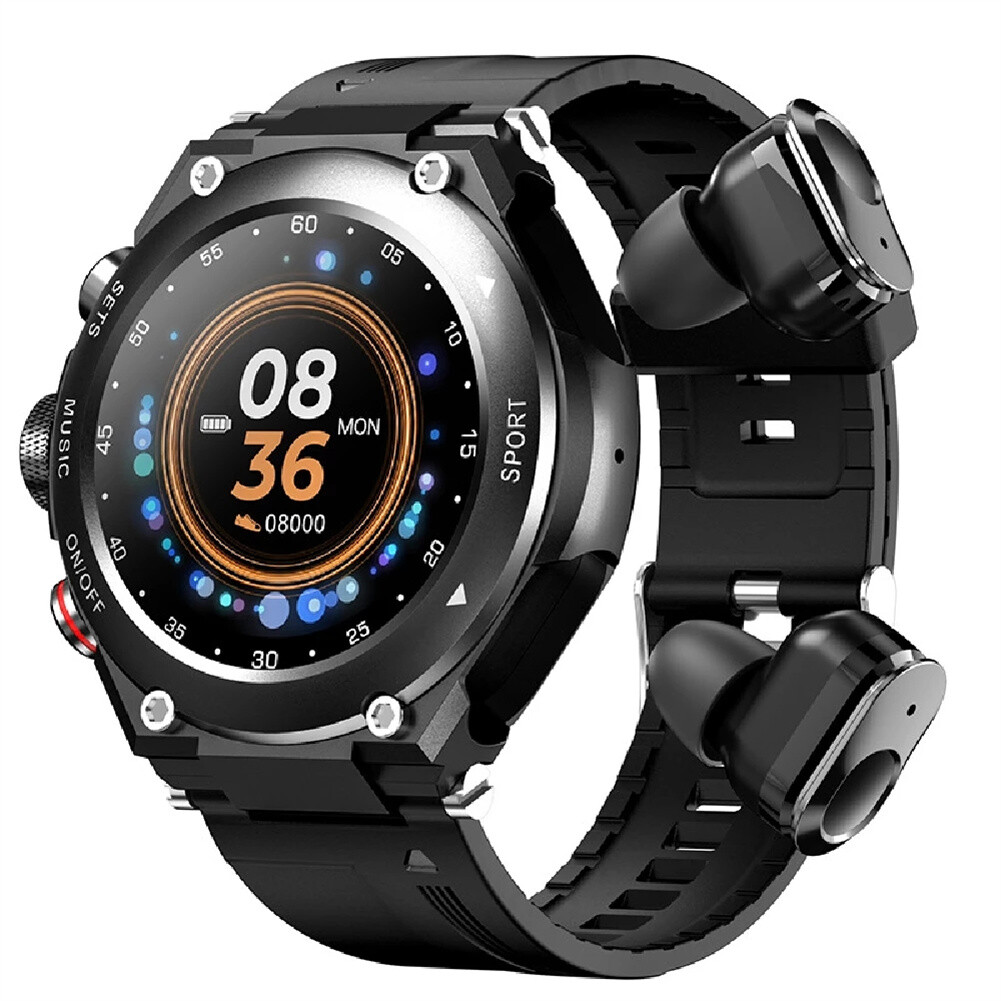 Smart Watch With Twins Earbuds 2 in 1 Smartwatch Bluetooth Call Music Bracelet