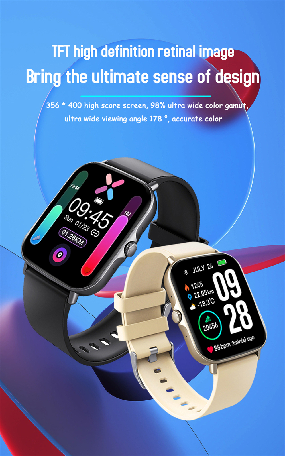 Bluetooth Call Smart Watch Waterproof Fitness Tracker Wristwatch for Men Women