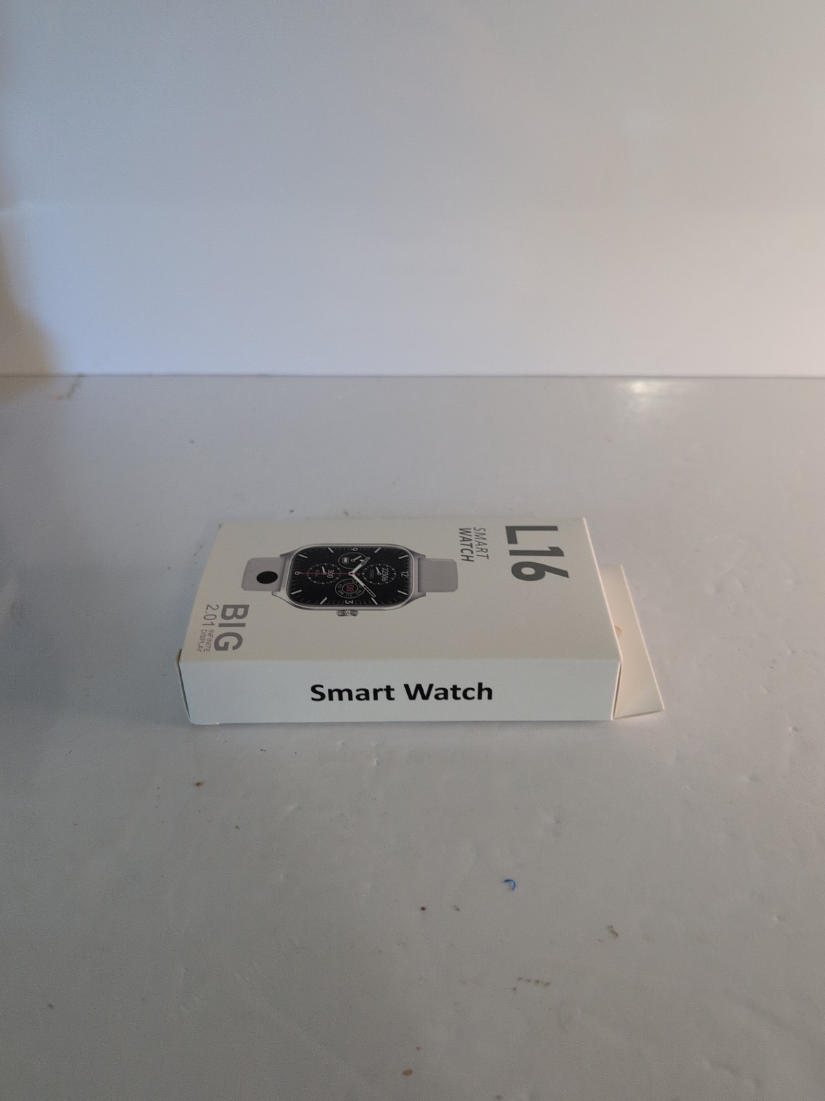 L16 Smart Watch 2.01 Inch Infinite Display Silver Metal Case Gray Silicone Band