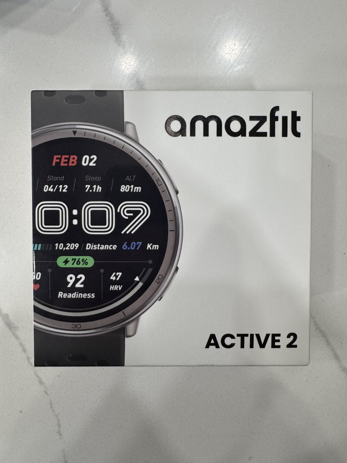 New Sealed Amazfit Active 2 44mm Round Smartwatch Black Sport Silicone
