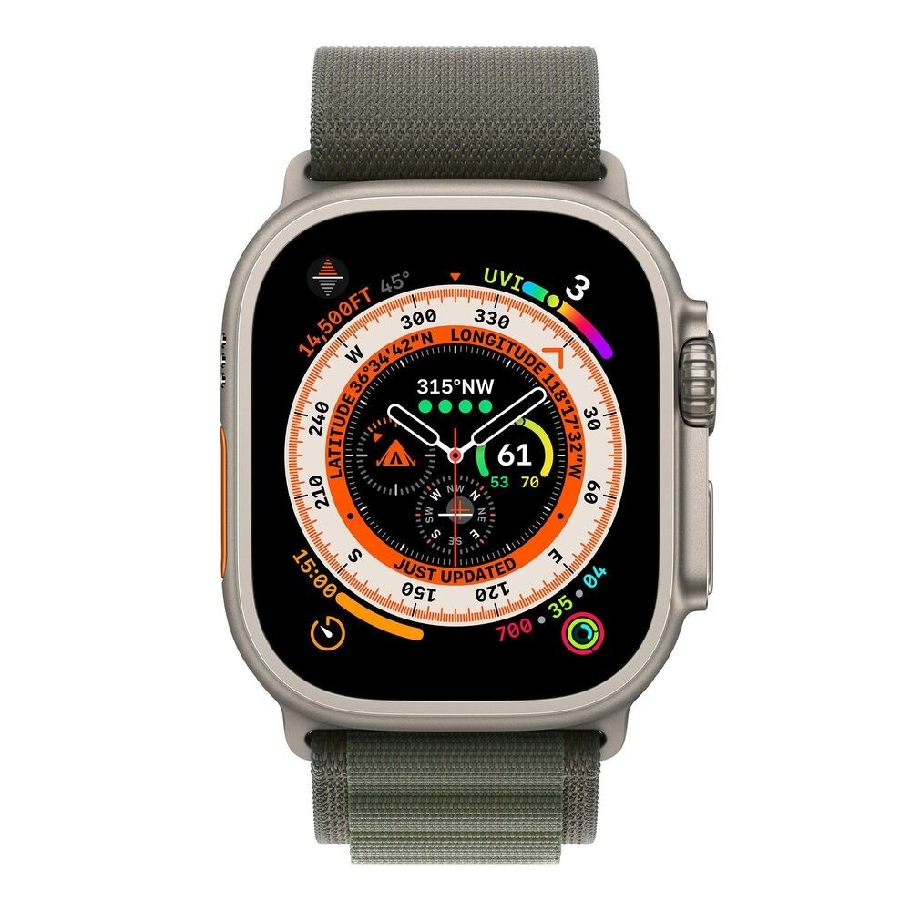 Apple Watch Series Ultra – Titanium Case w/ Large Green Alpine Loop, Unlocked,