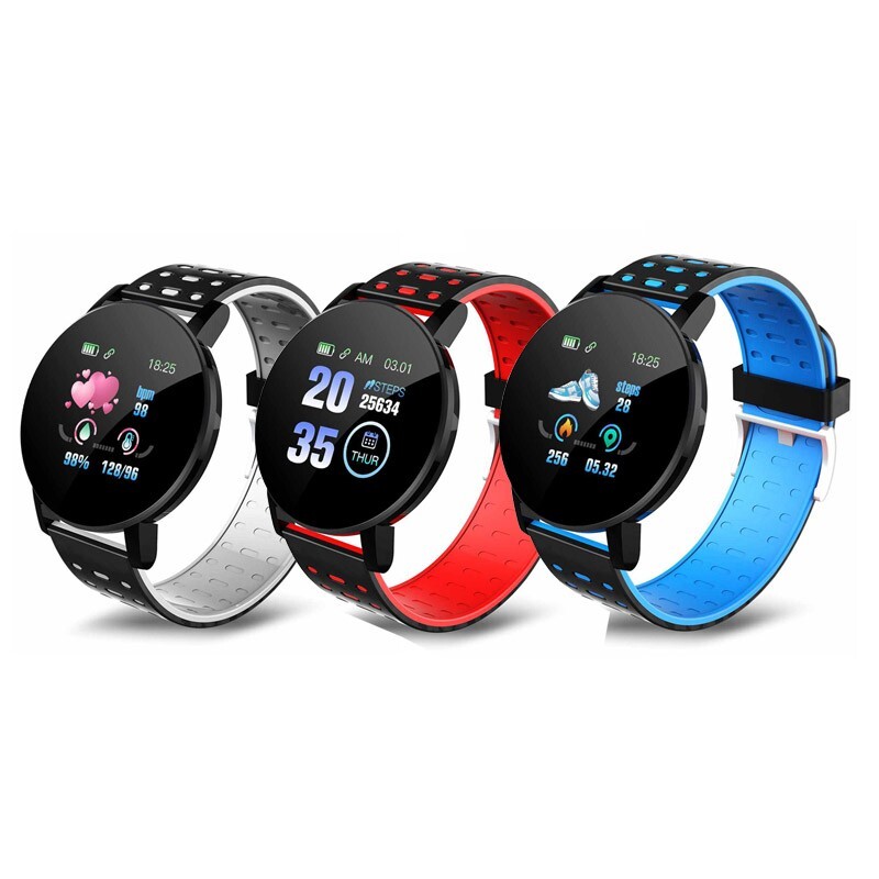New 3 Pack Smart Watches Bluetooth Red Blue Grey iPhone Android Compatible Gift