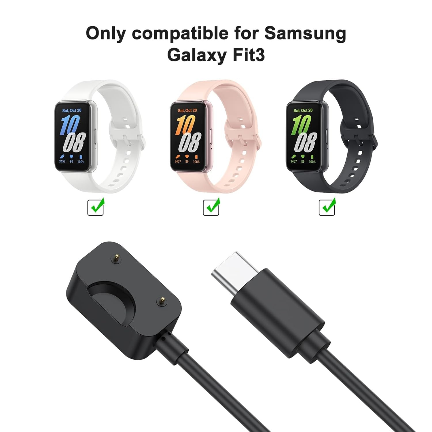 [2 Pack] Samsung Galaxy Fit 3 Charger Cable, Magnetic Replacement Dock 3.3FT