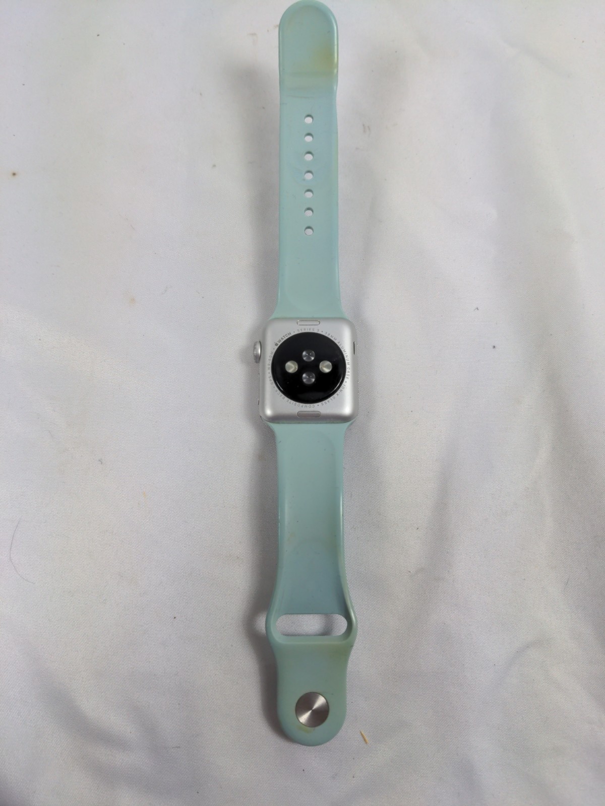 WORKING! Apple Watch Series 3, 38mm, Aluminum Case, GPS, WR-50M, Light Blue