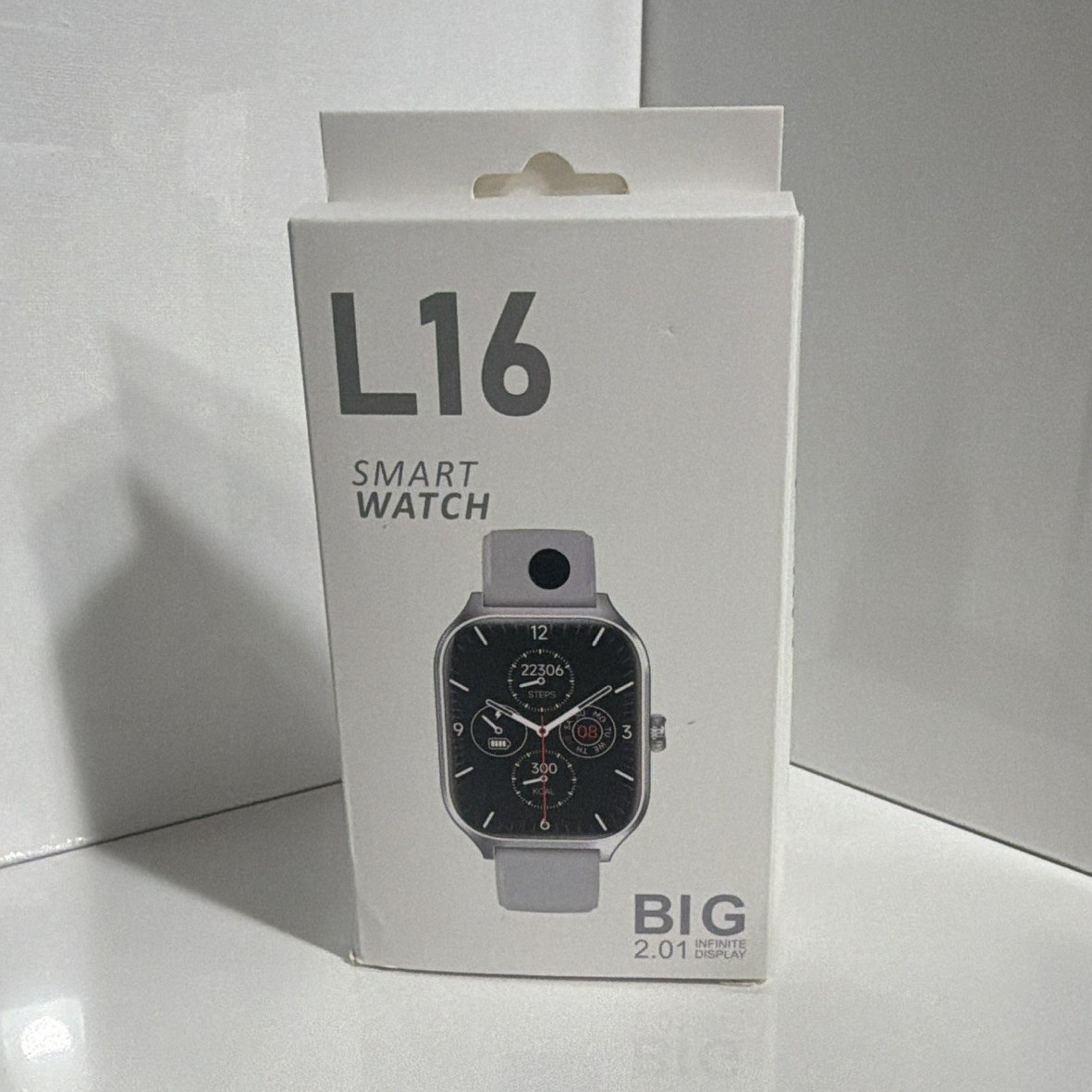 L16 Smart Watch 2.01in Touch Screen White Silicone Band Silver Metal Case 1GB